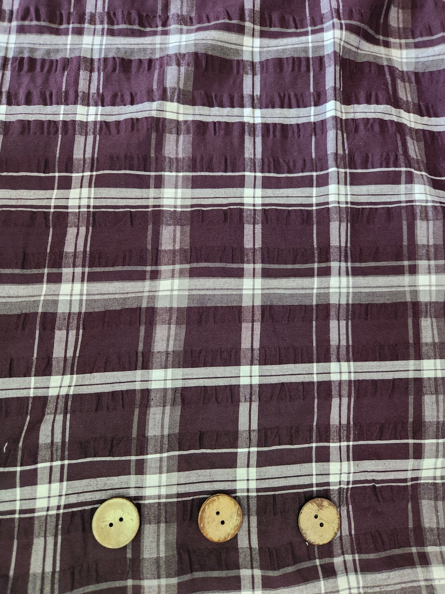 Plum Plaid Seersucker Polycotton