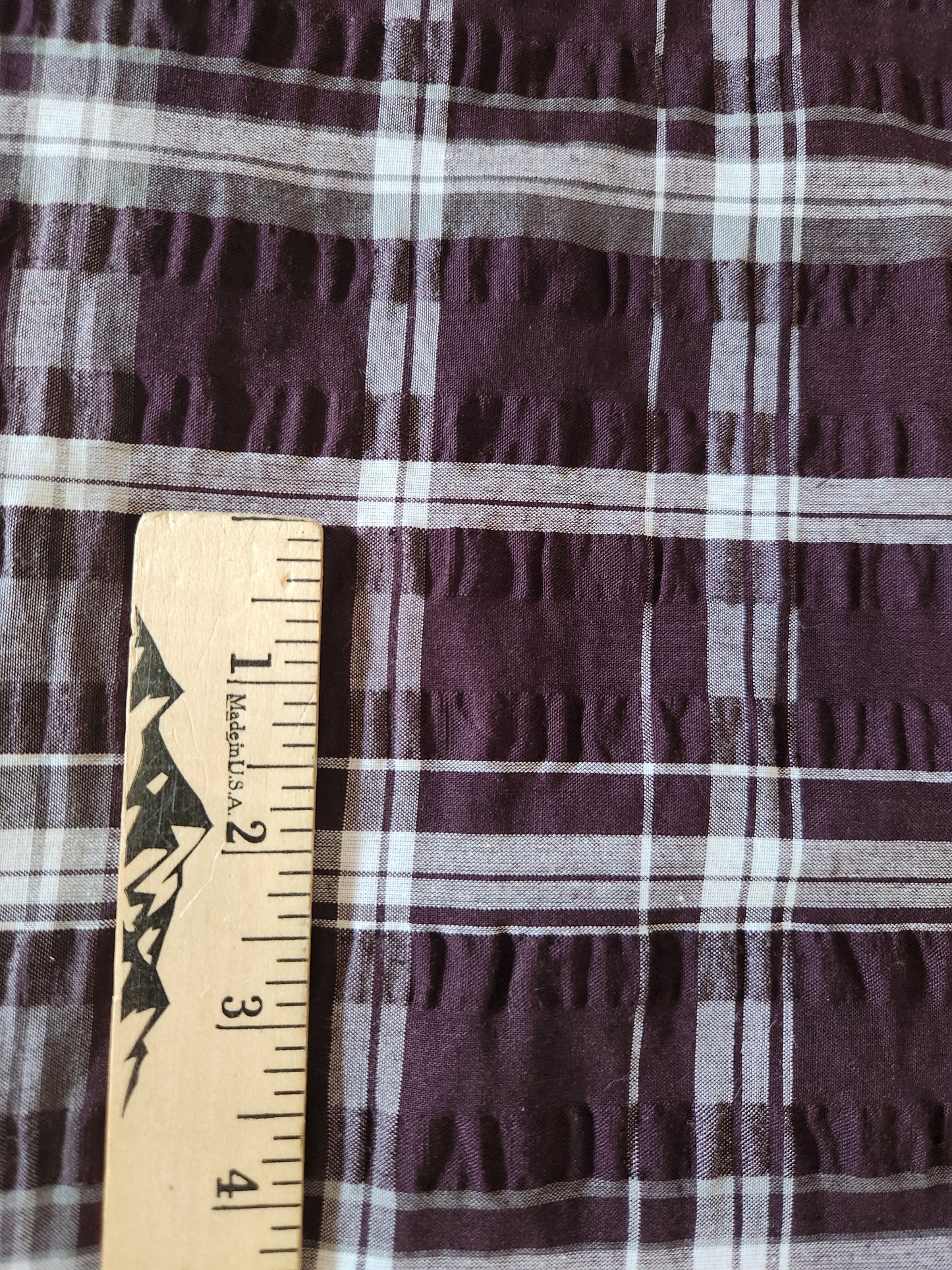 Plum Plaid Seersucker Polycotton
