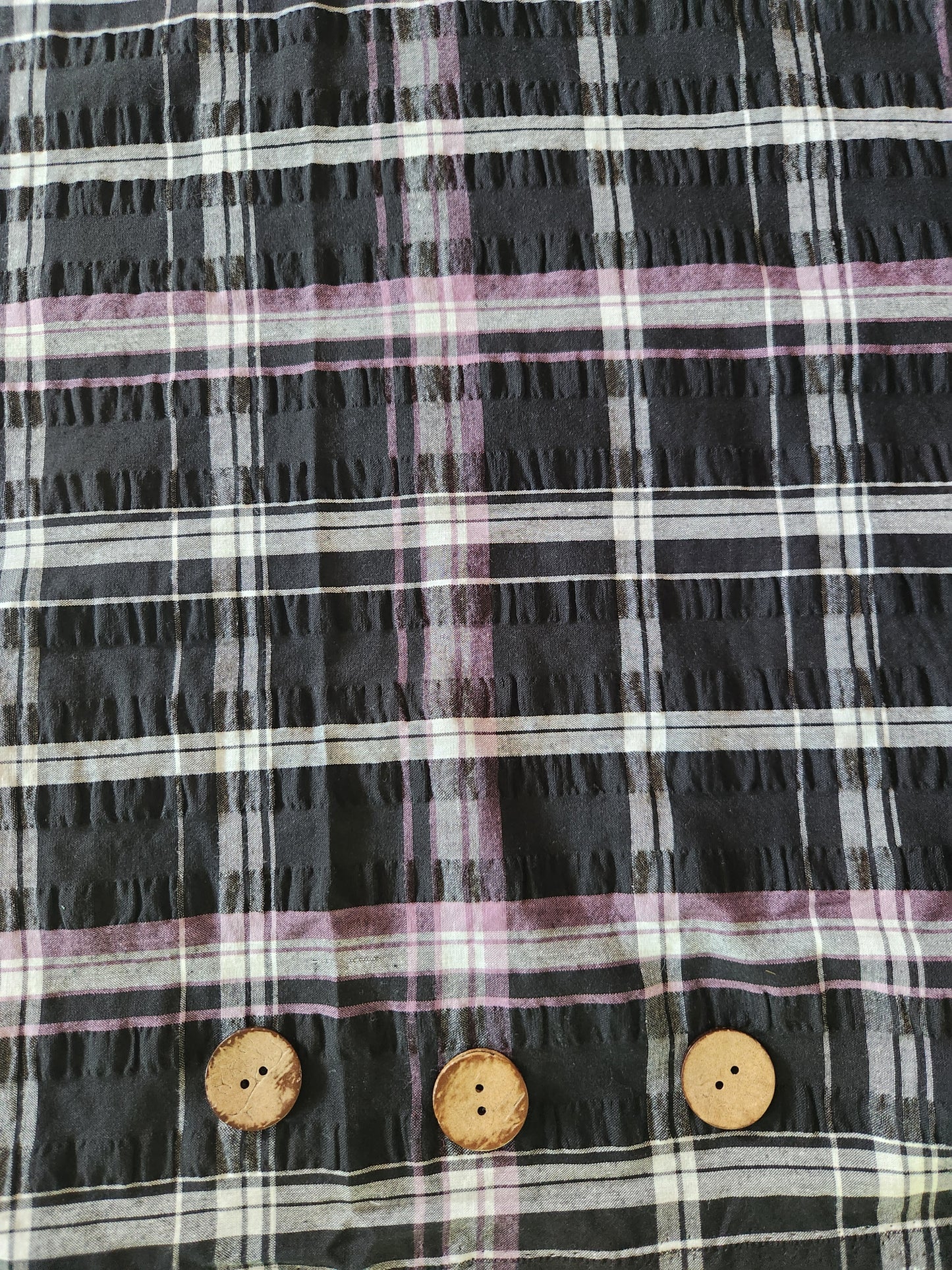 Black Plaid Seersucker Polycotton