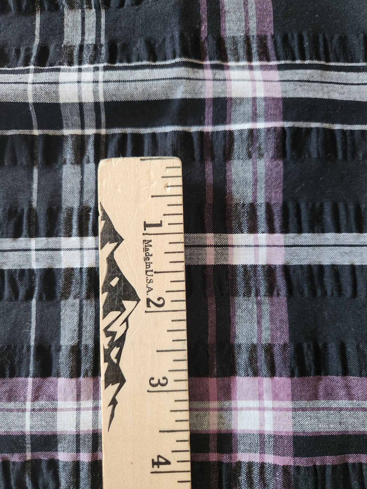 Black Plaid Seersucker Polycotton