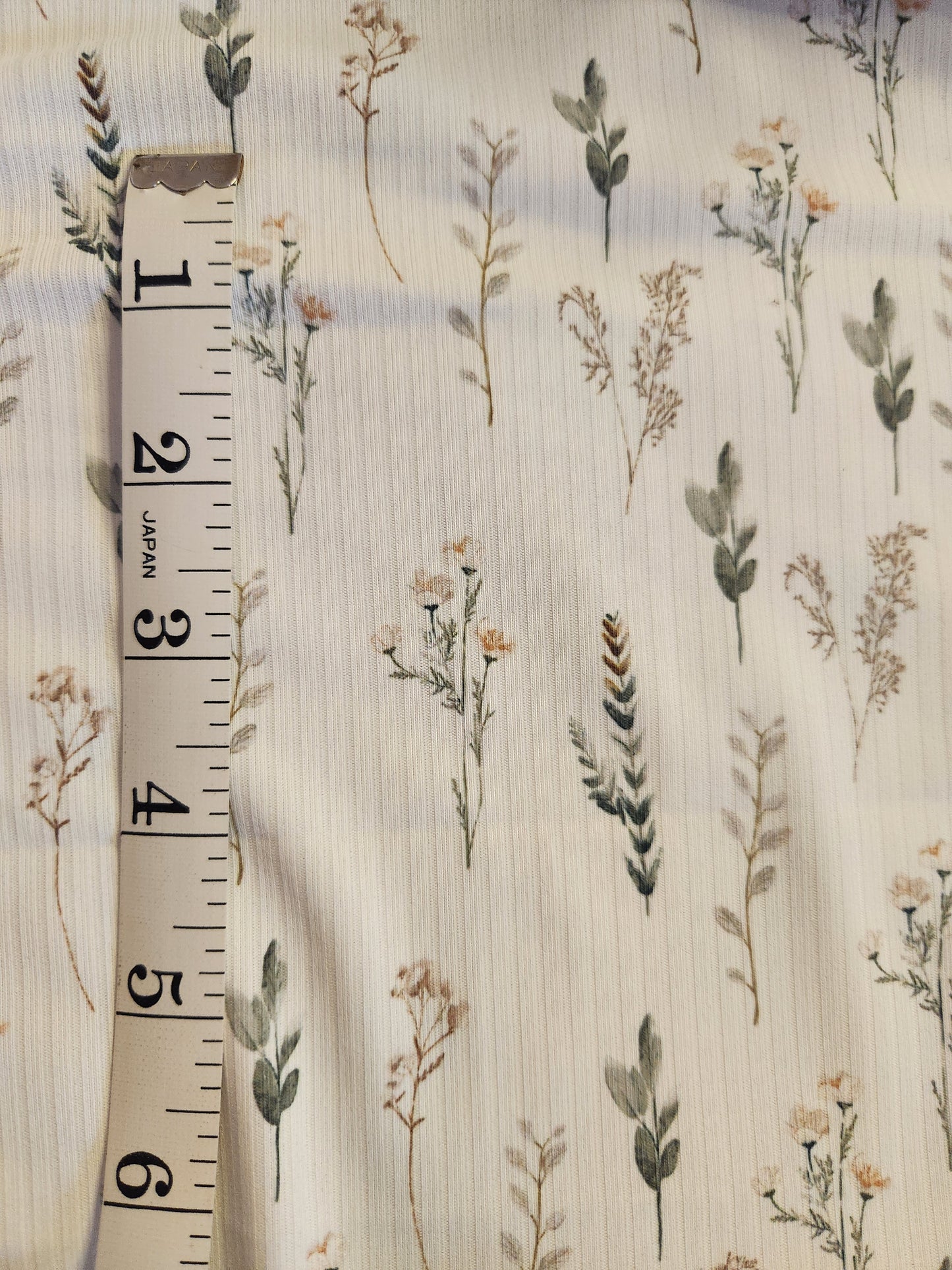 White Wildflower Sprigs Reign Rib Knit