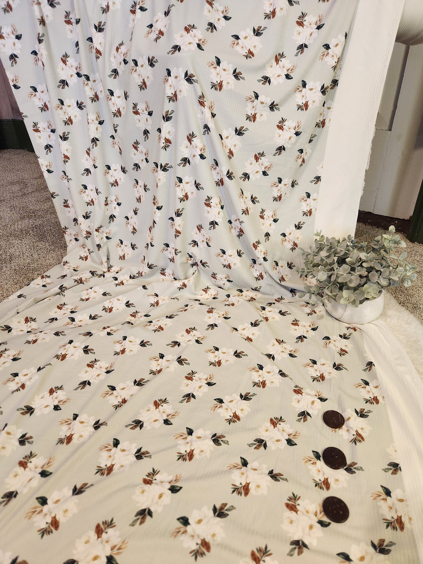 Sage Magnolia Bouquets Reign Rib Knit
