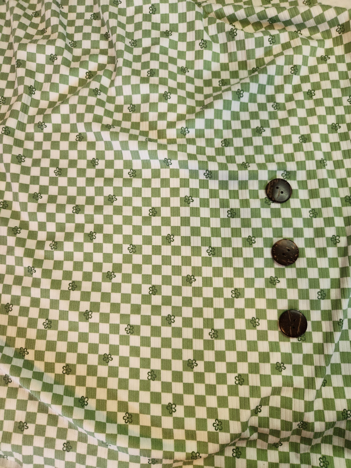 Green Checkered Yummy Rib Knit