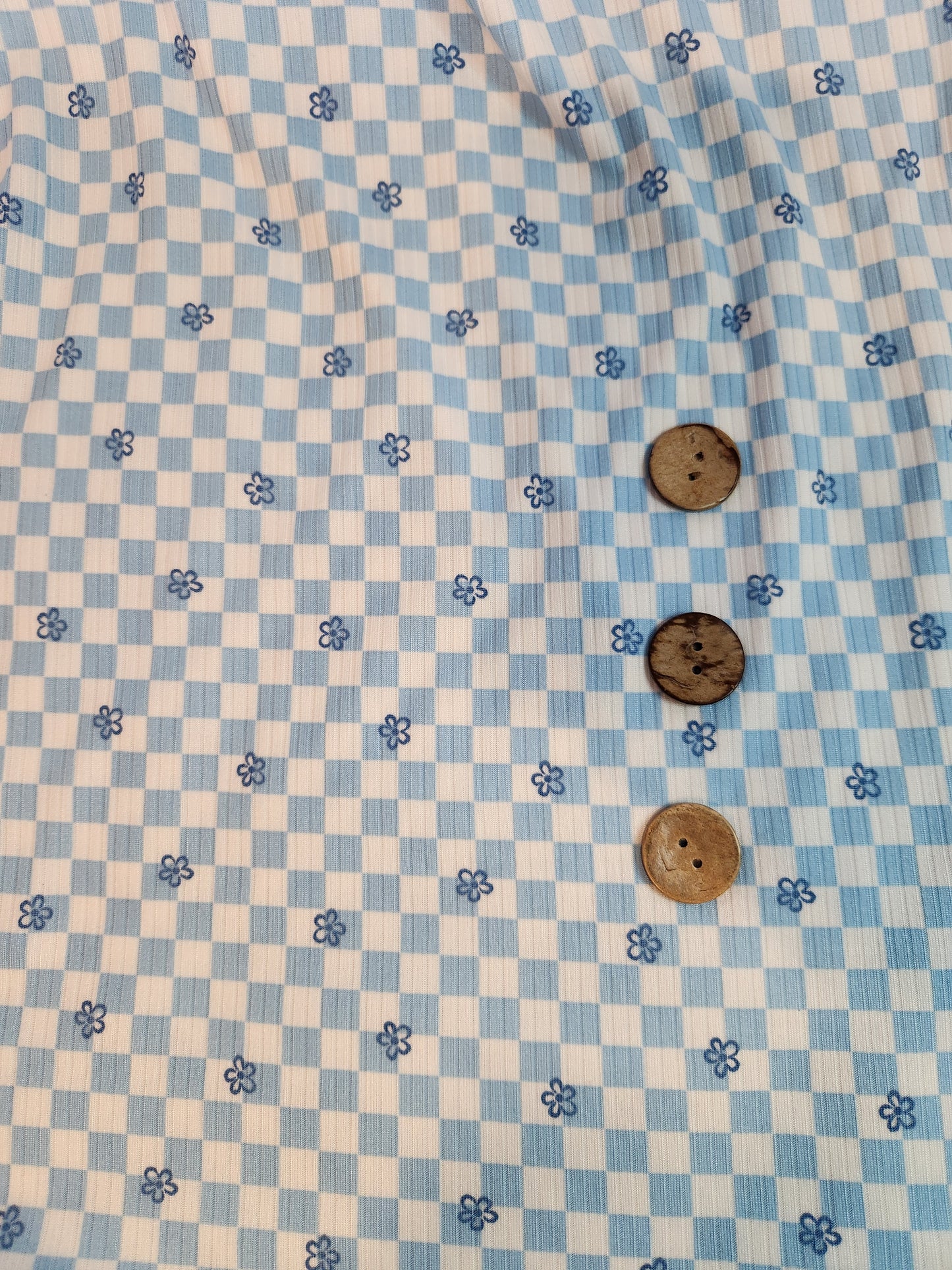 Blue Checkered Yummy Rib Knit