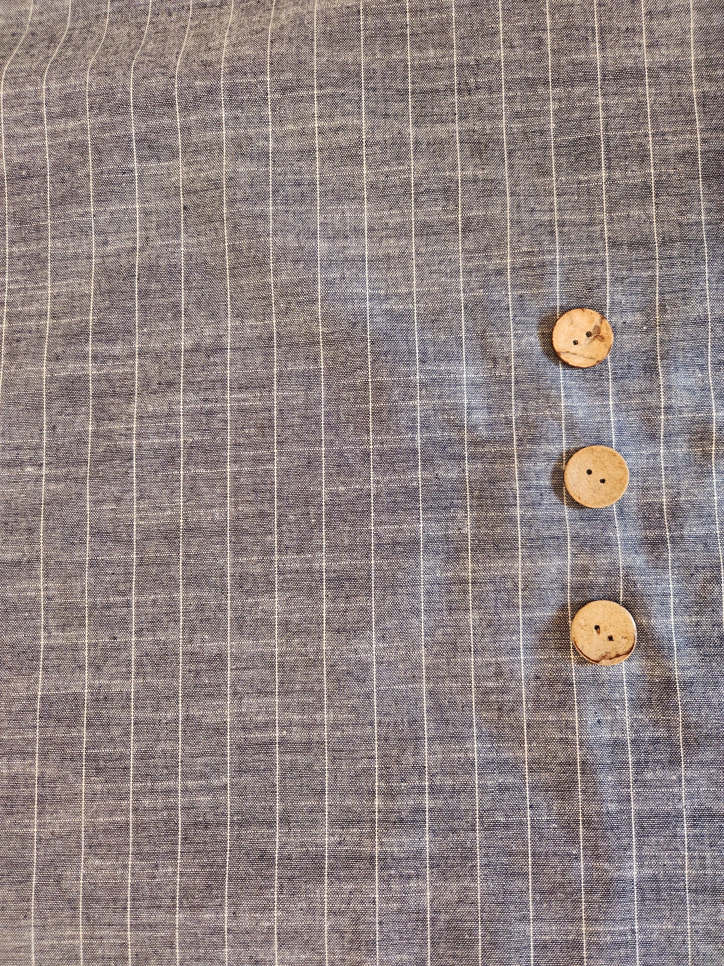 Denim Blue Pinstripe Polycotton