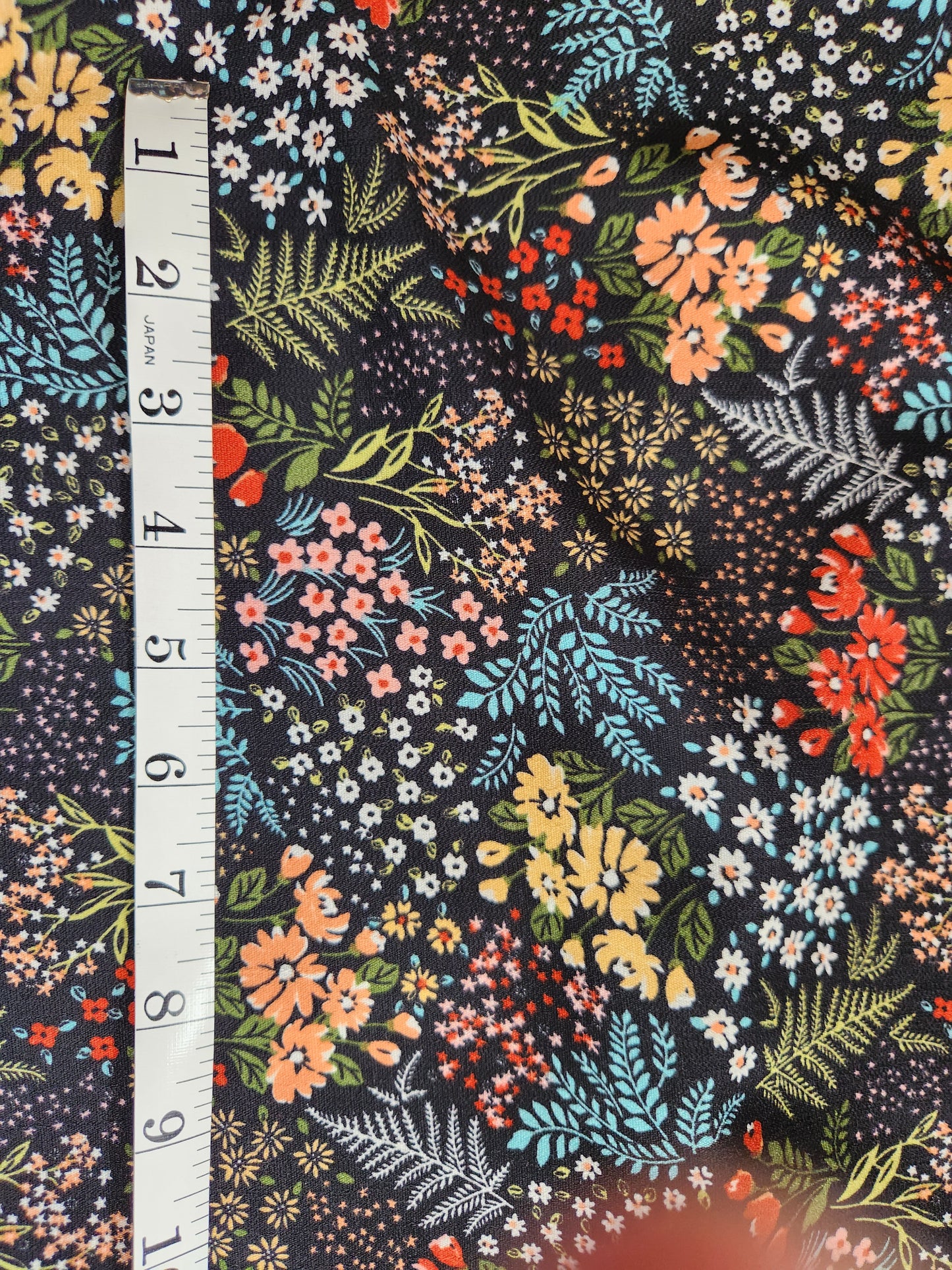 Dainty Black Floral Poly Linen