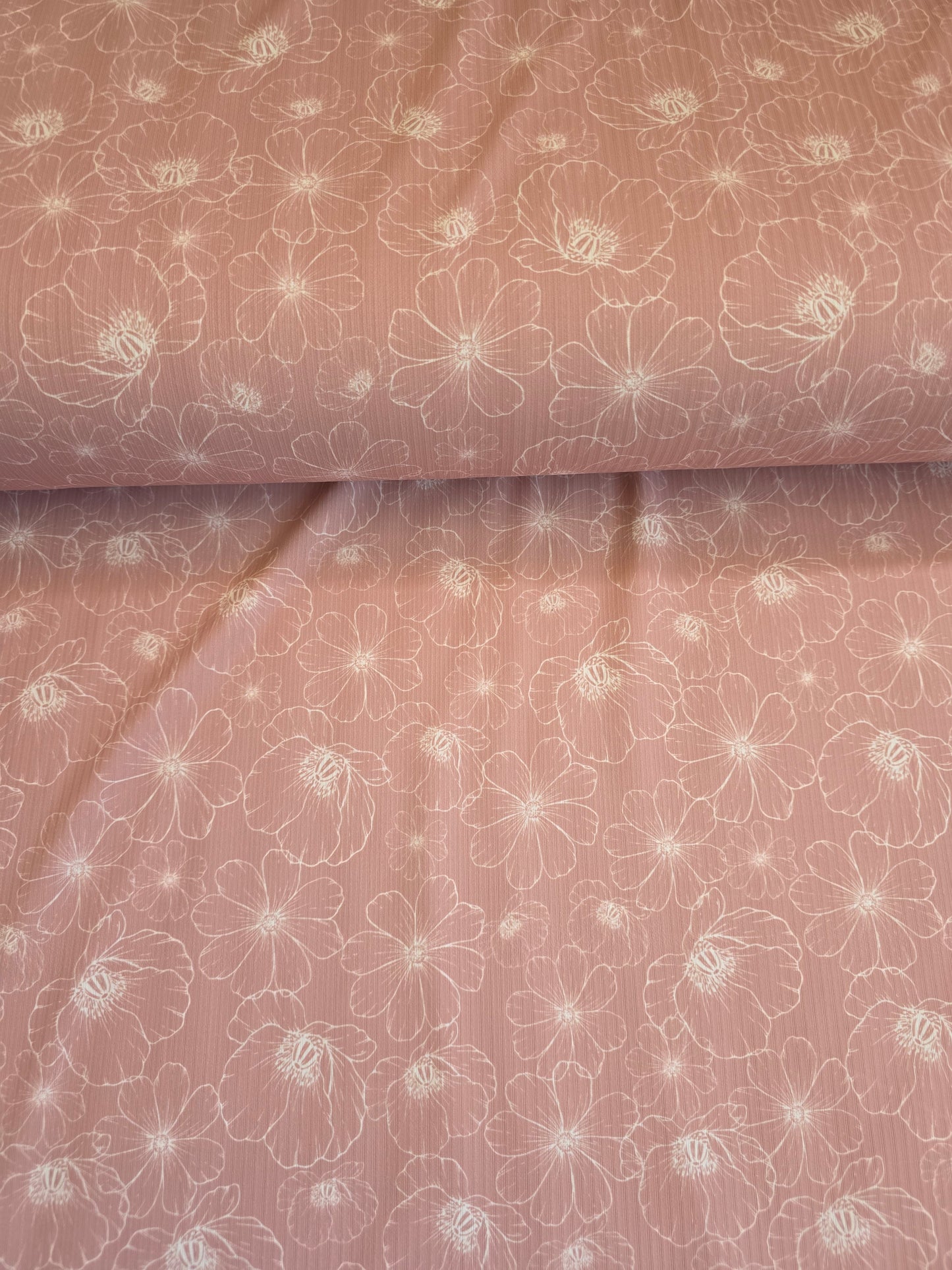Dusty Rose Sketched Floral Reign Rib Knit