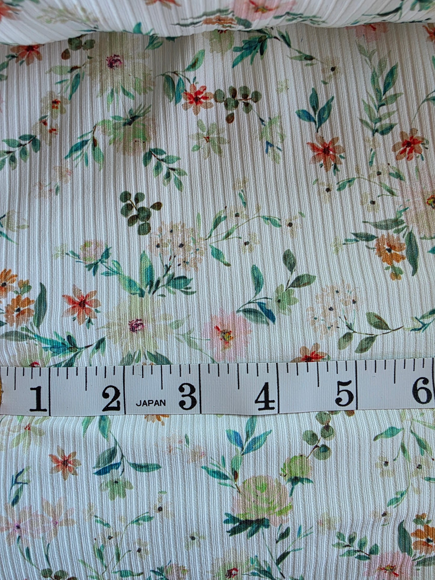 White Nadia Floral Unbrushed Rib Knit