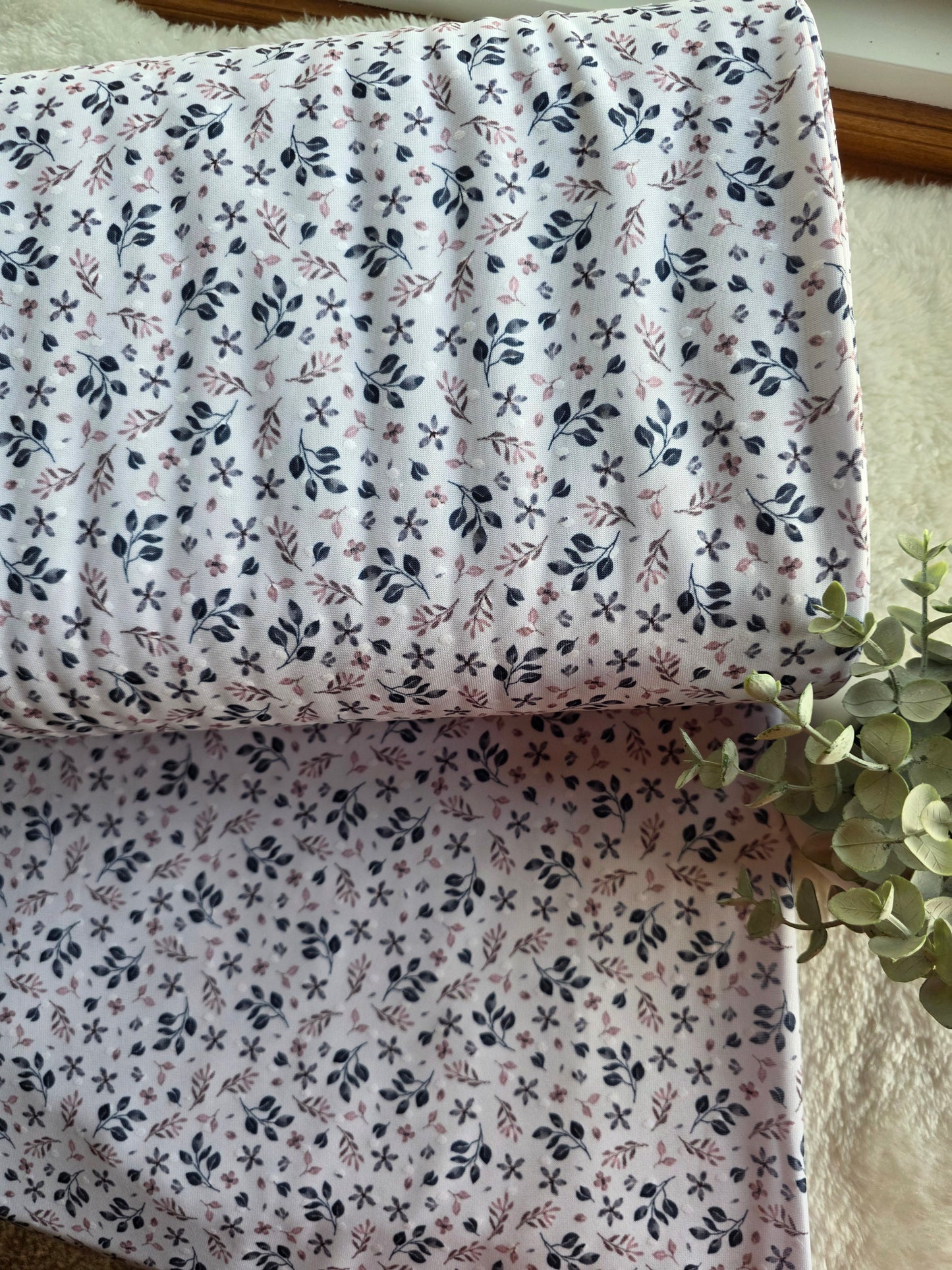 Dainty Leaves Swiss Dot Knit