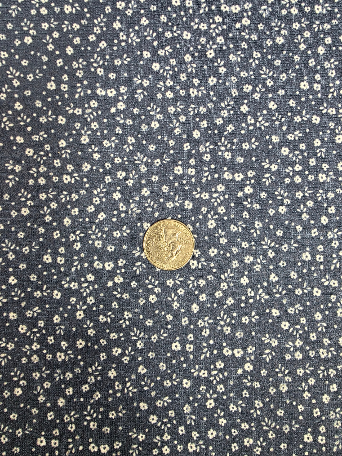 Denim Tiny Floral Eggshell Knit | Sold By The Half Yard