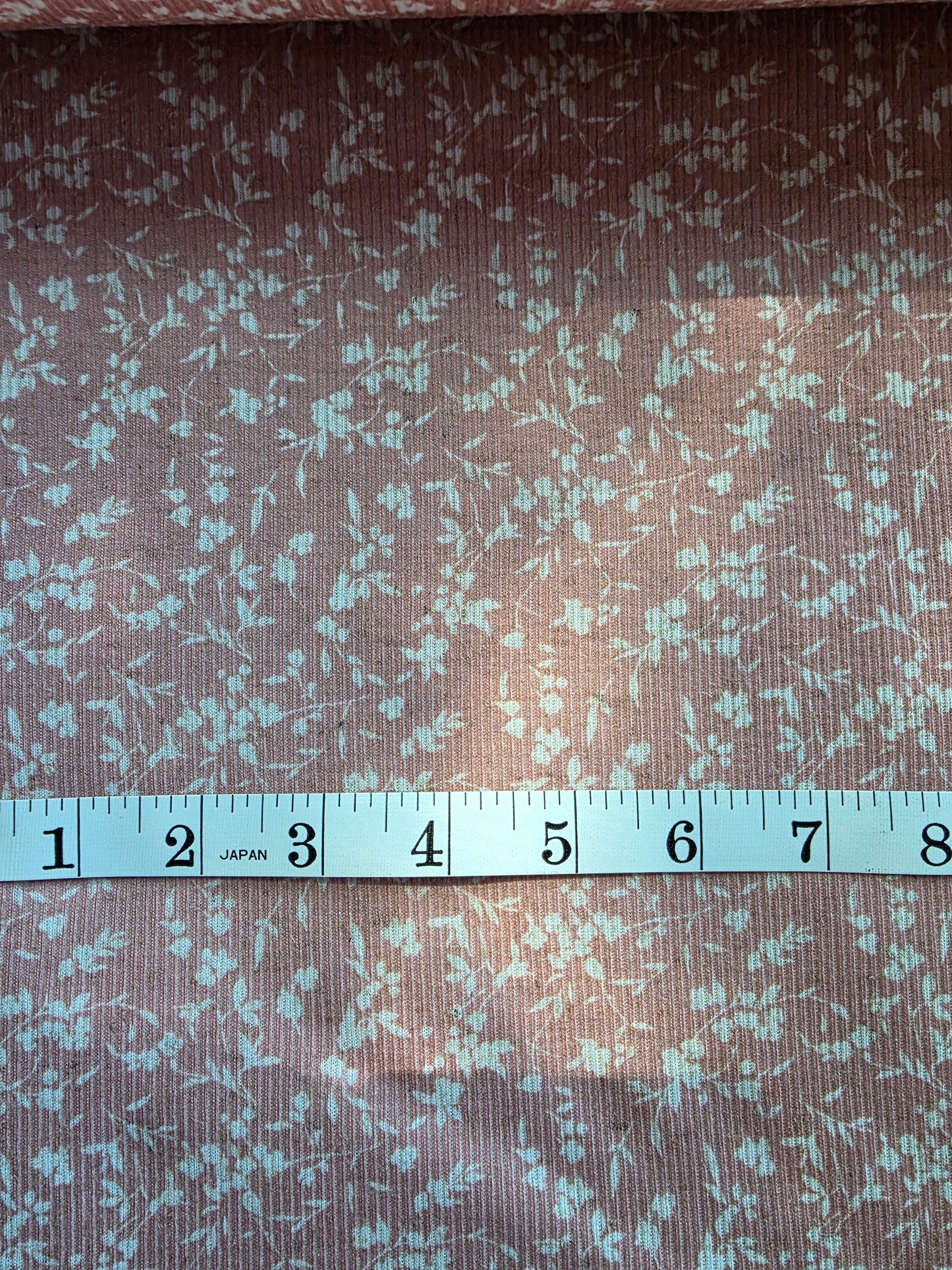 Salmon Floral Linen Rib Knit