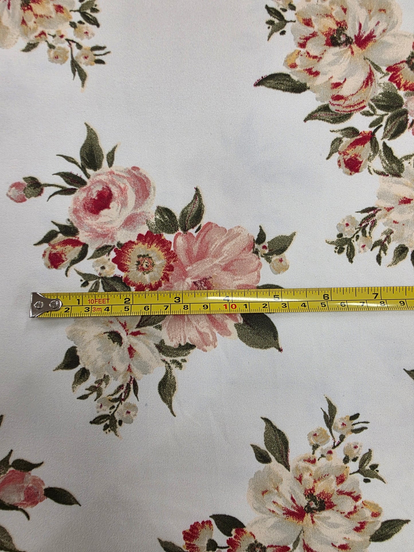 White Floral Double Brushed Poly Knit | Sold By The Half Yard