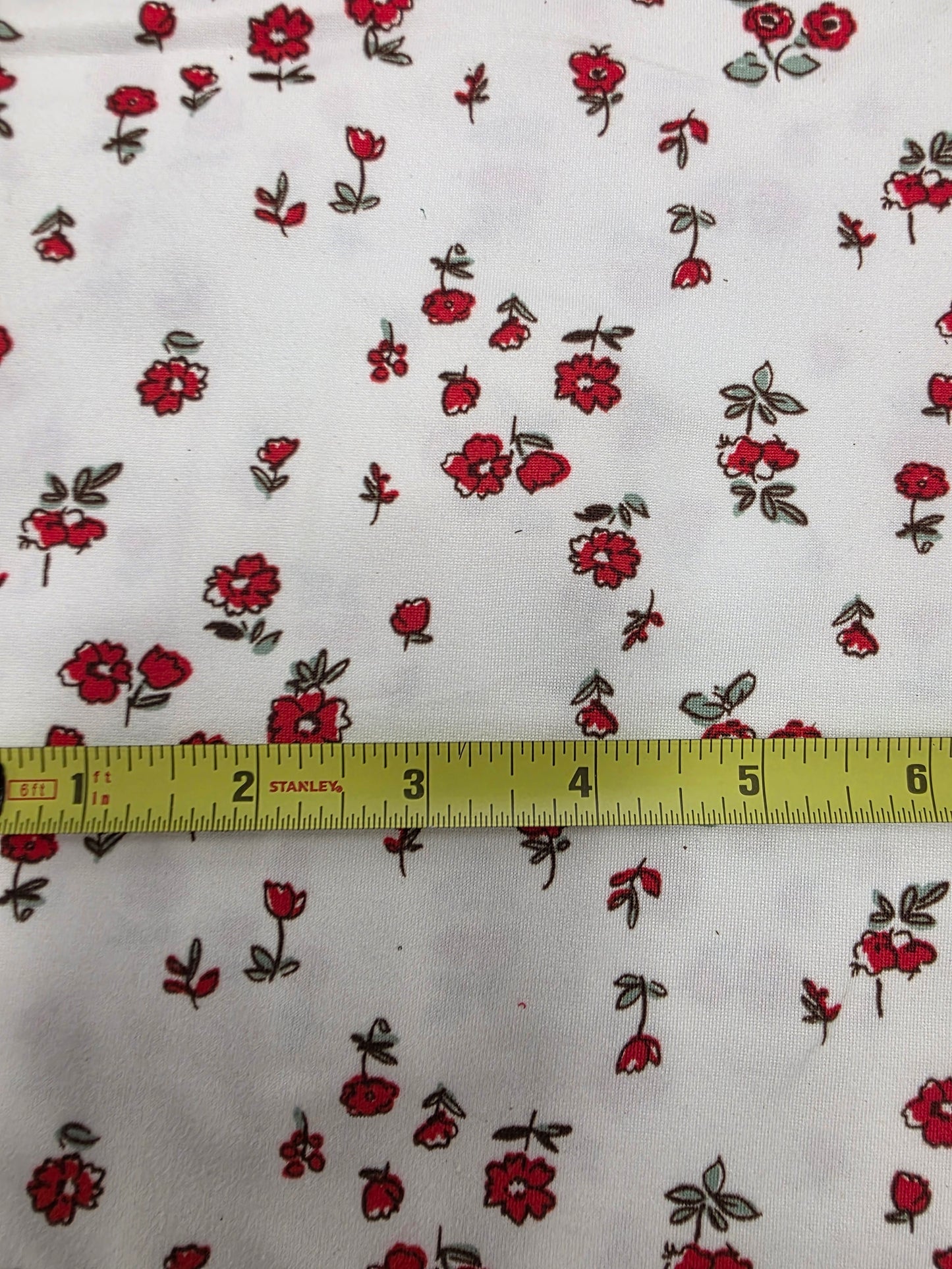 White & Red Floral Double Brushed Poly Knit | Sold By The Half Yard