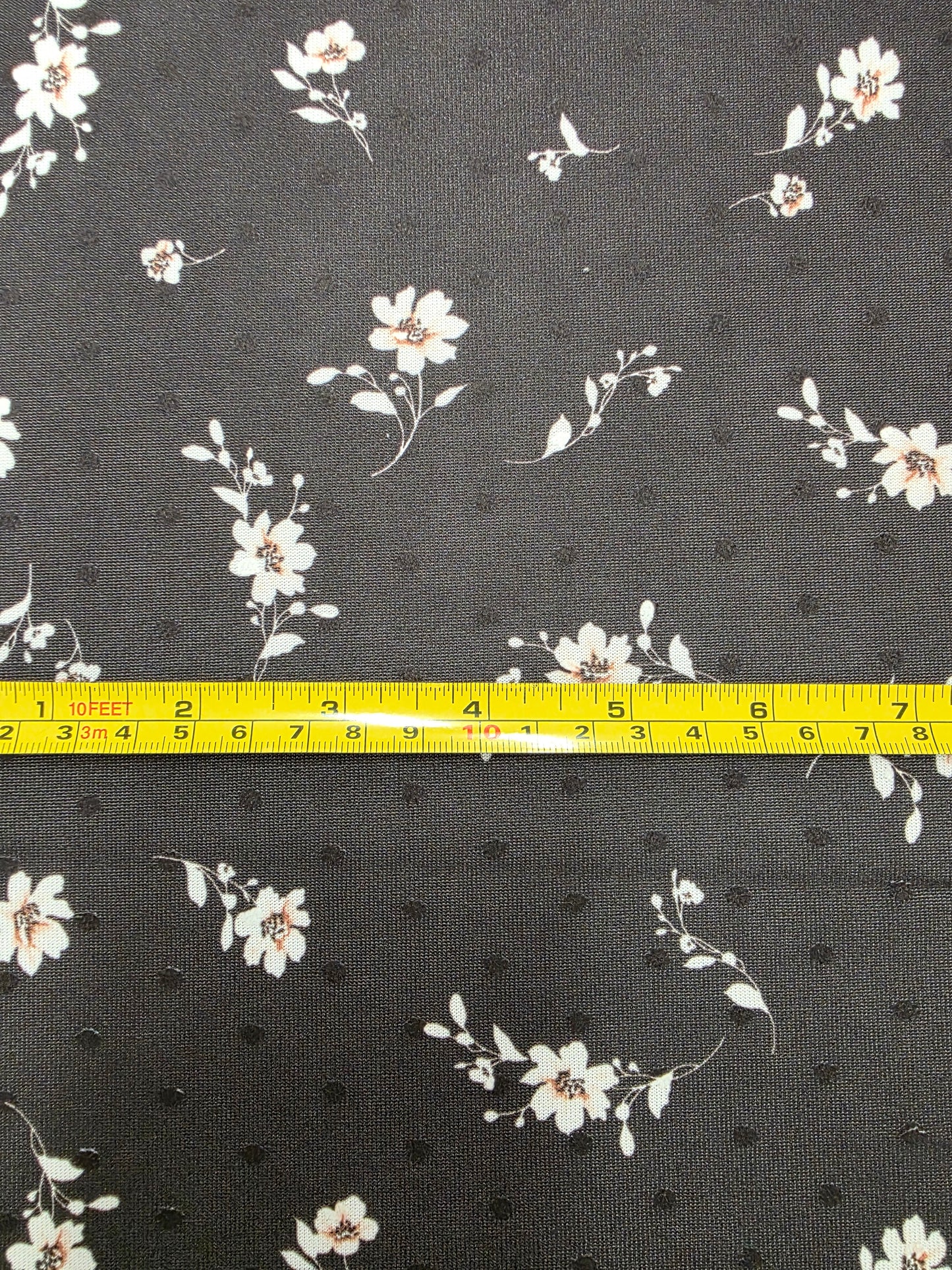 Charcoal Floral Swiss Dot Knit | Sold By The Half Yard