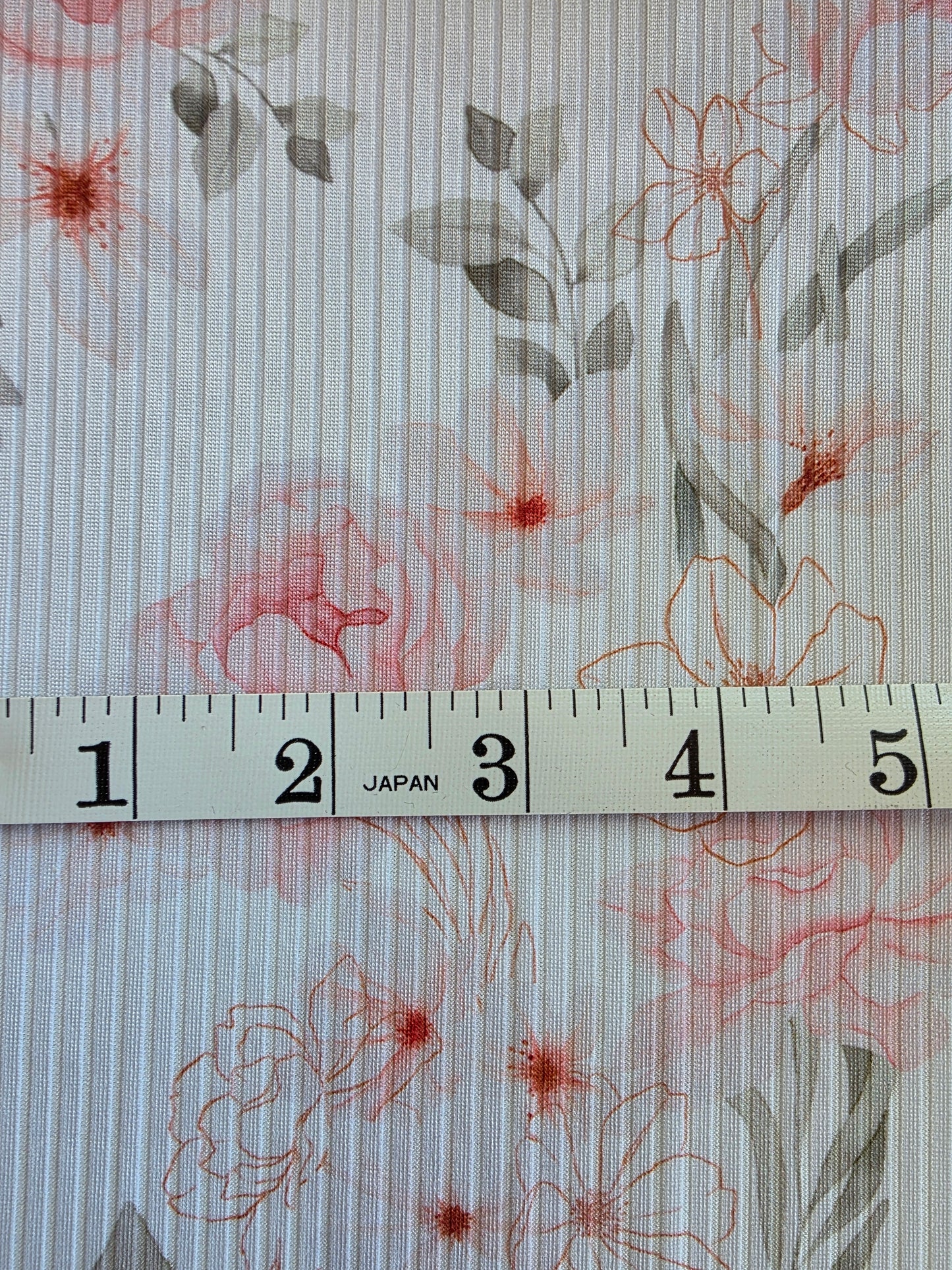 Peach Floral Unbrushed Narrow Rib Knit | Sold By The Half Yard
