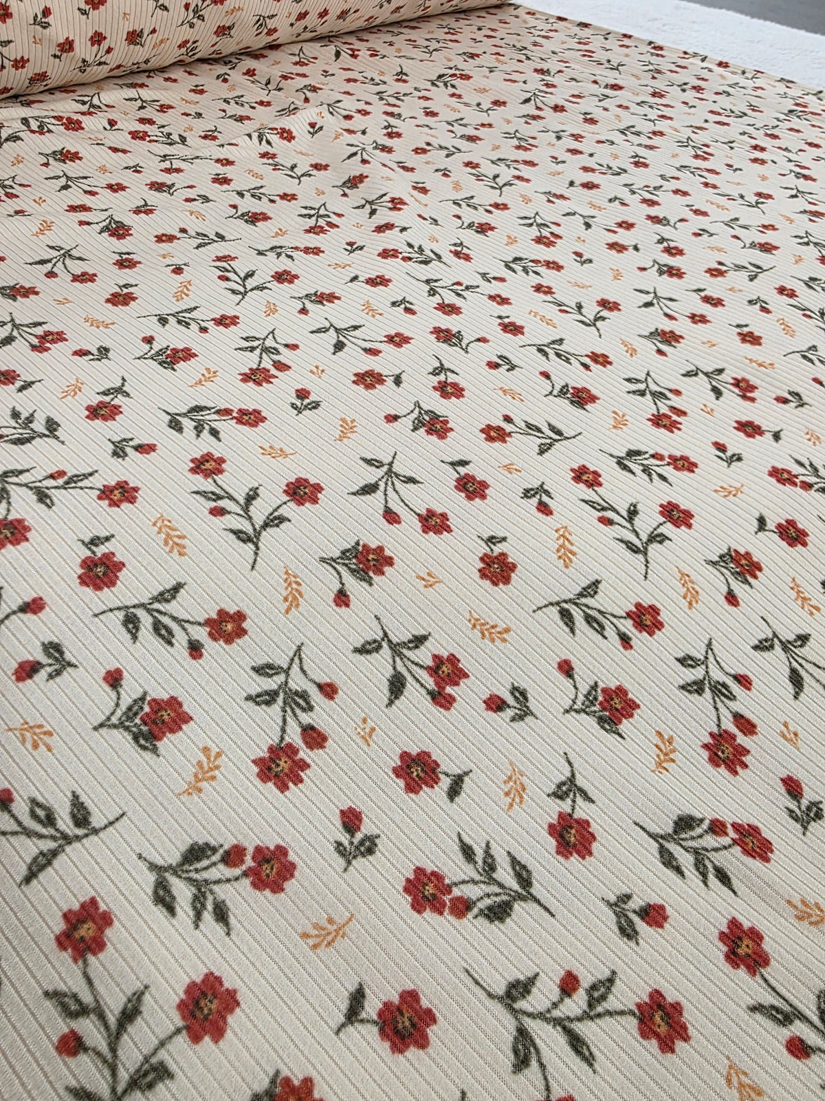 Fall Colored Floral Yummy Rib Knit | Sold By The Half Yard