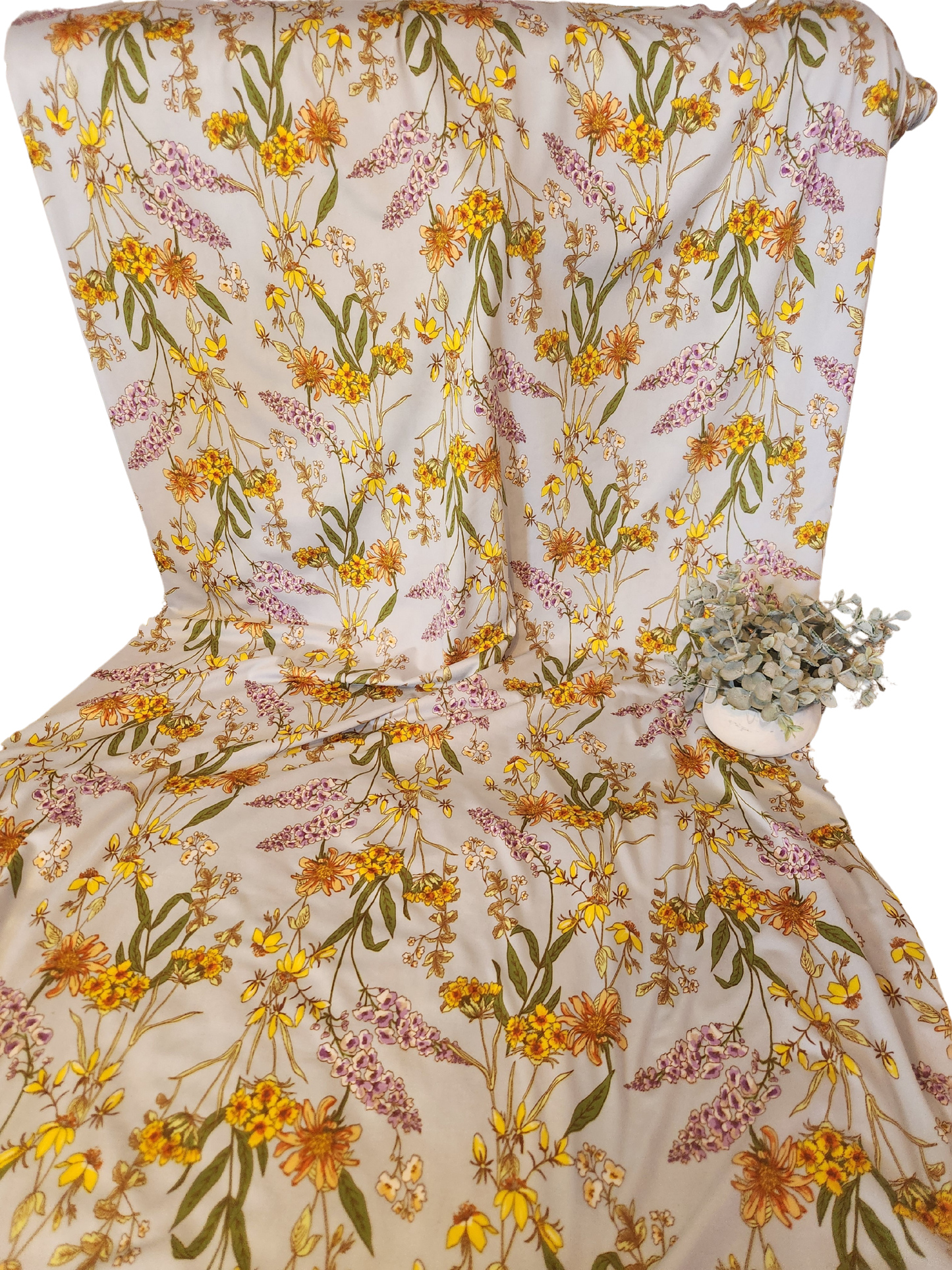 Sky Blue Summer Floral DTY Knit