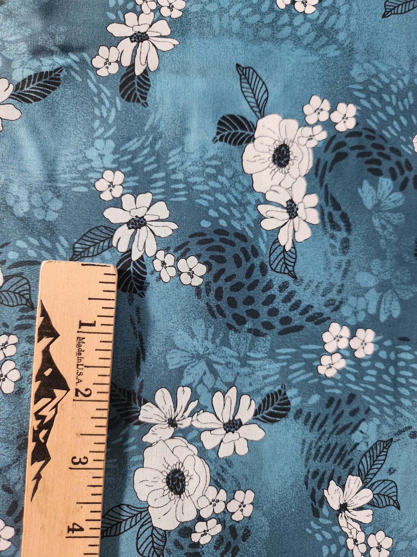 Blue Tropical Floral Polycotton