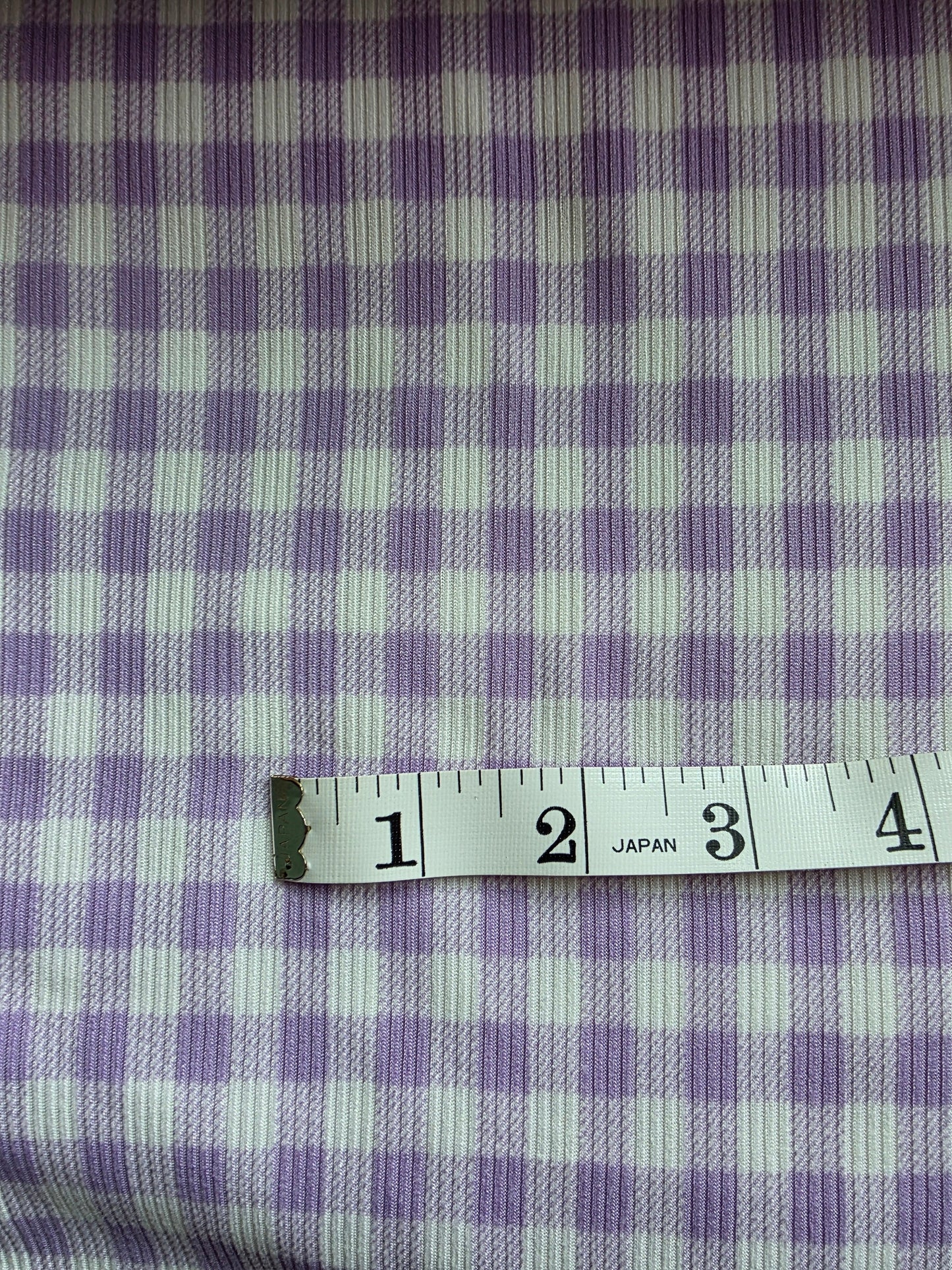 Lavender & White Gingham Yummy Rib Knit