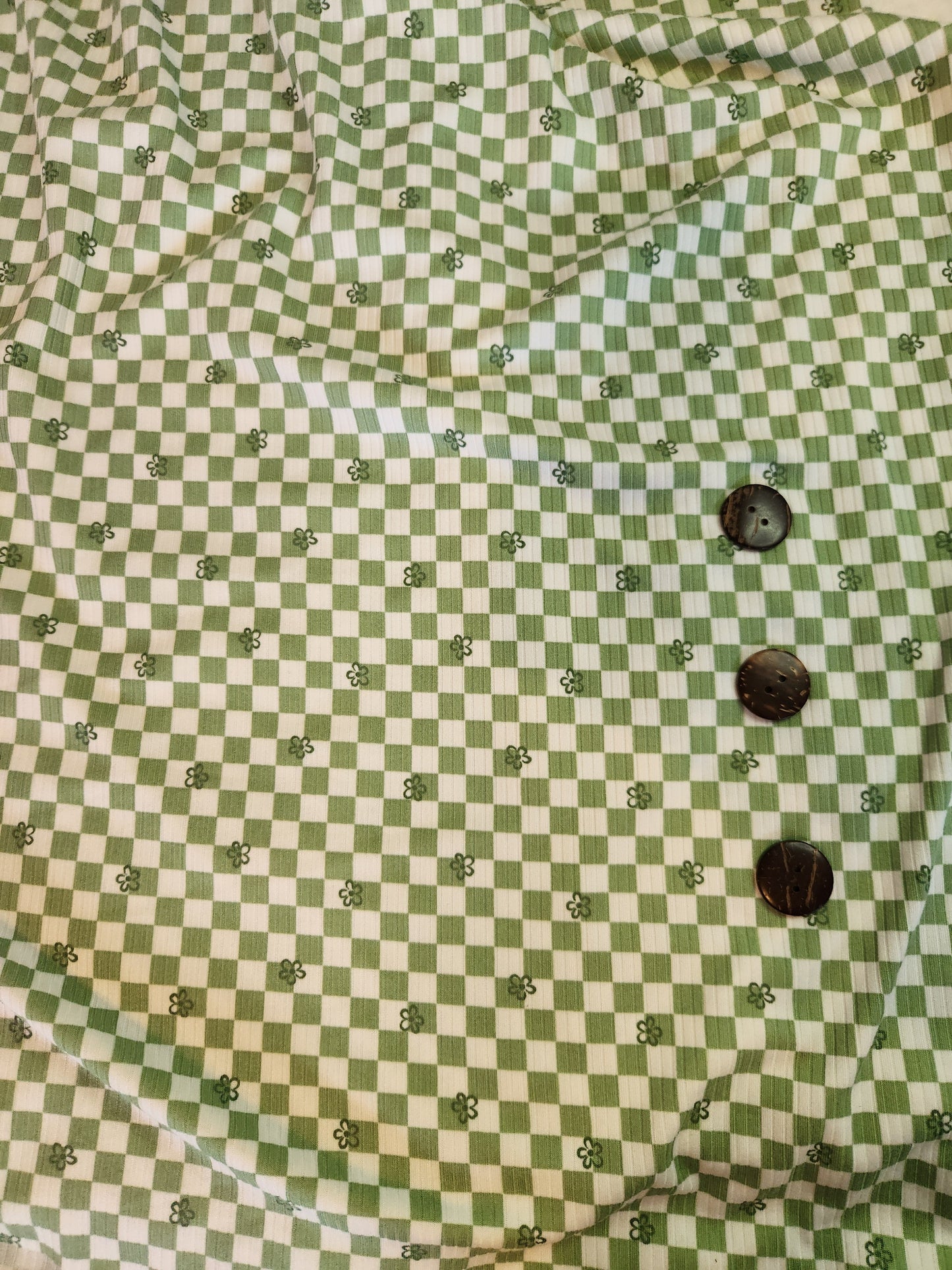 Green Checkered Yummy Rib Knit