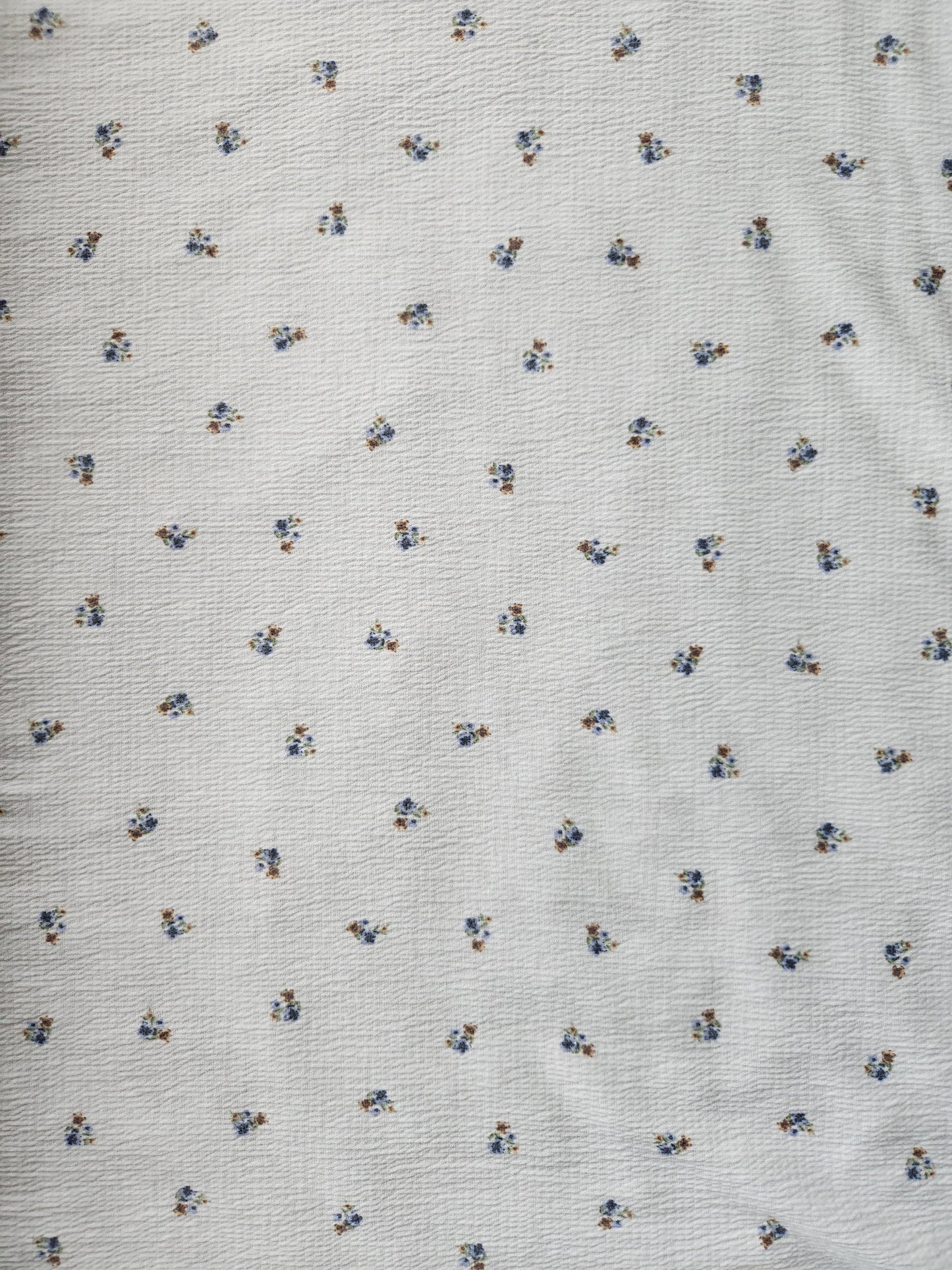 White Ditsy Floral Poly Cotton Gauze Knit