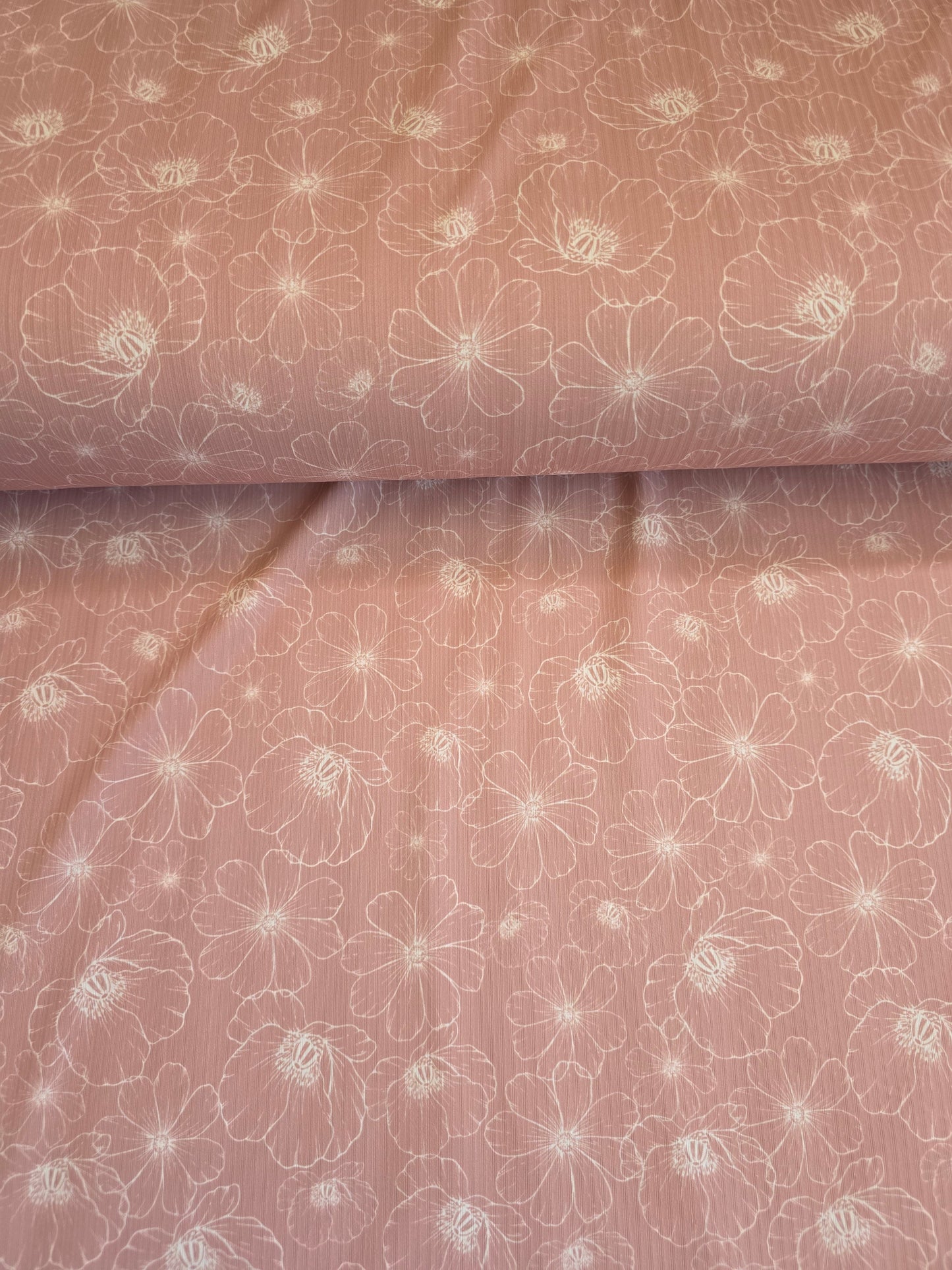 Dusty Rose Sketched Floral Reign Rib Knit
