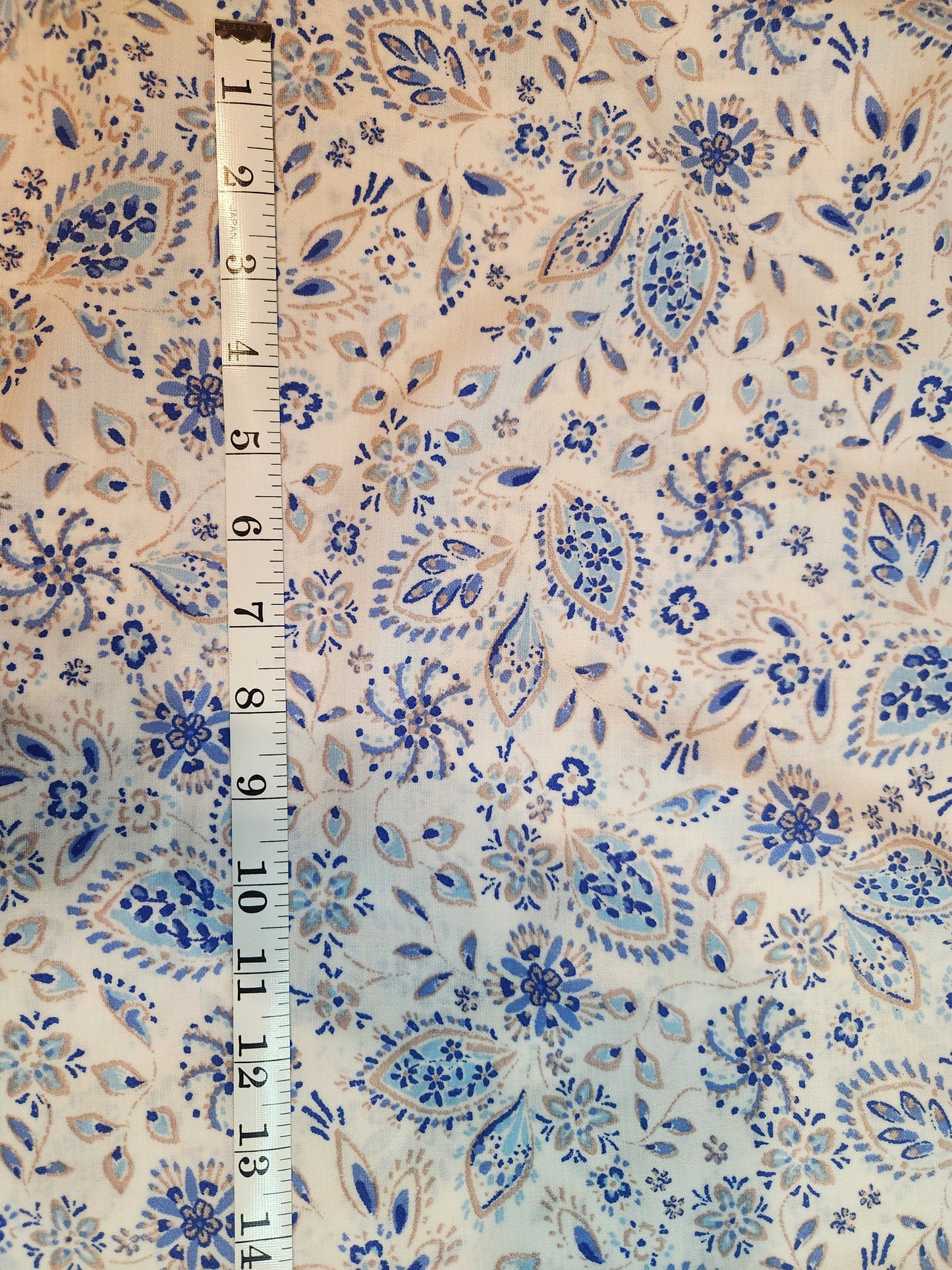 Blue Floral Poly Linen