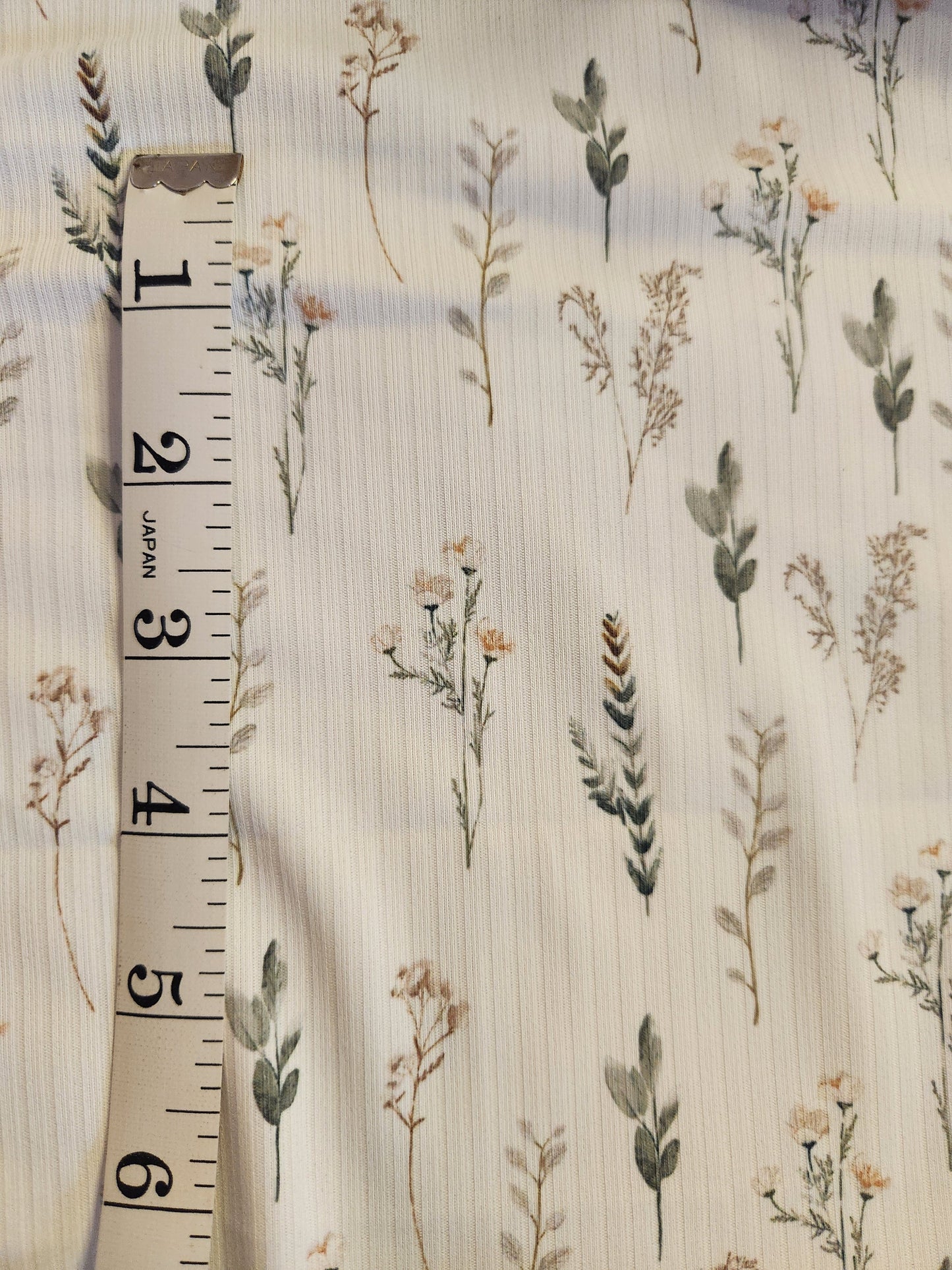 White Wildflower Sprigs Reign Rib Knit