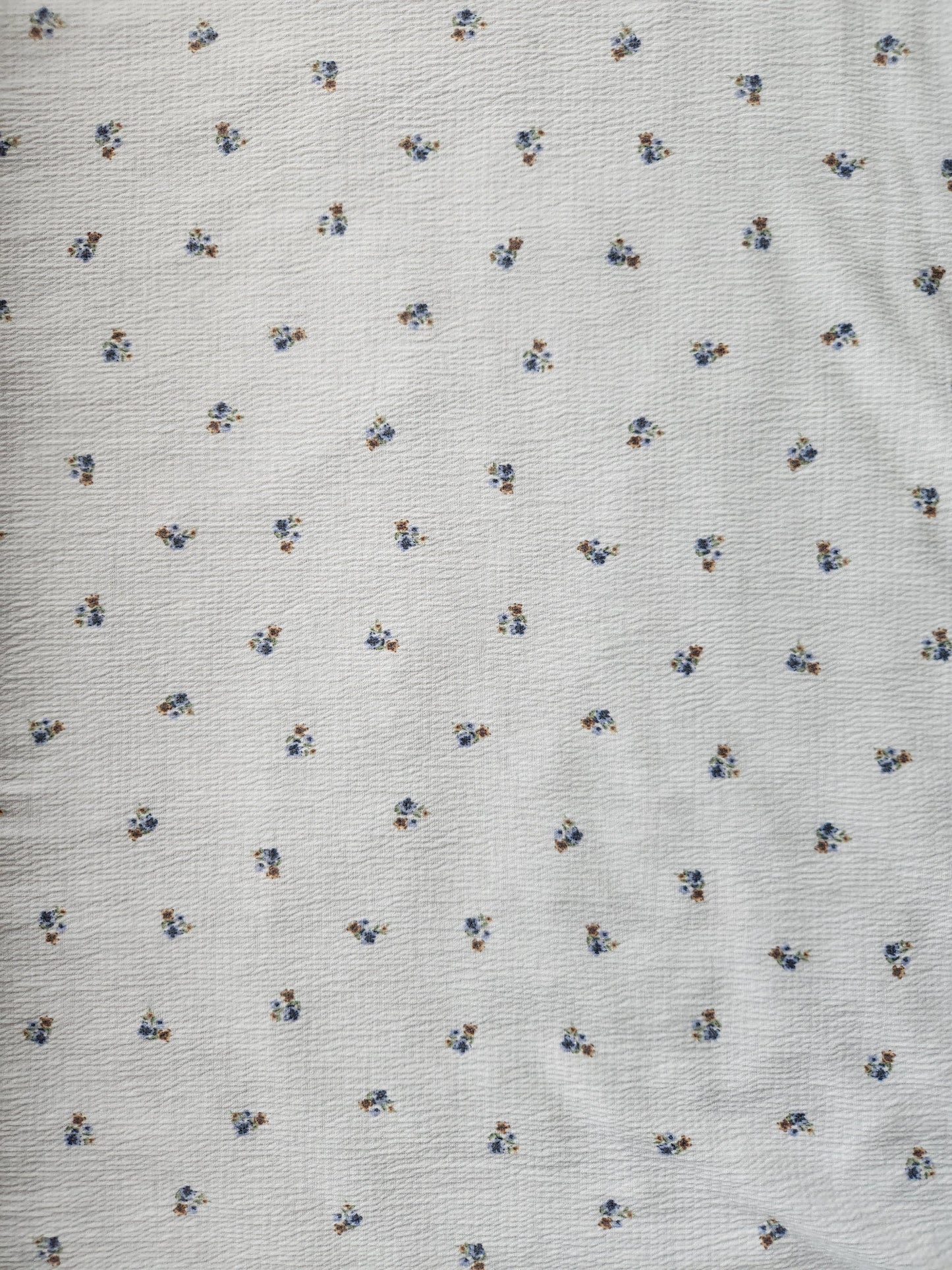 White Ditsy Floral Poly Cotton Gauze Knit