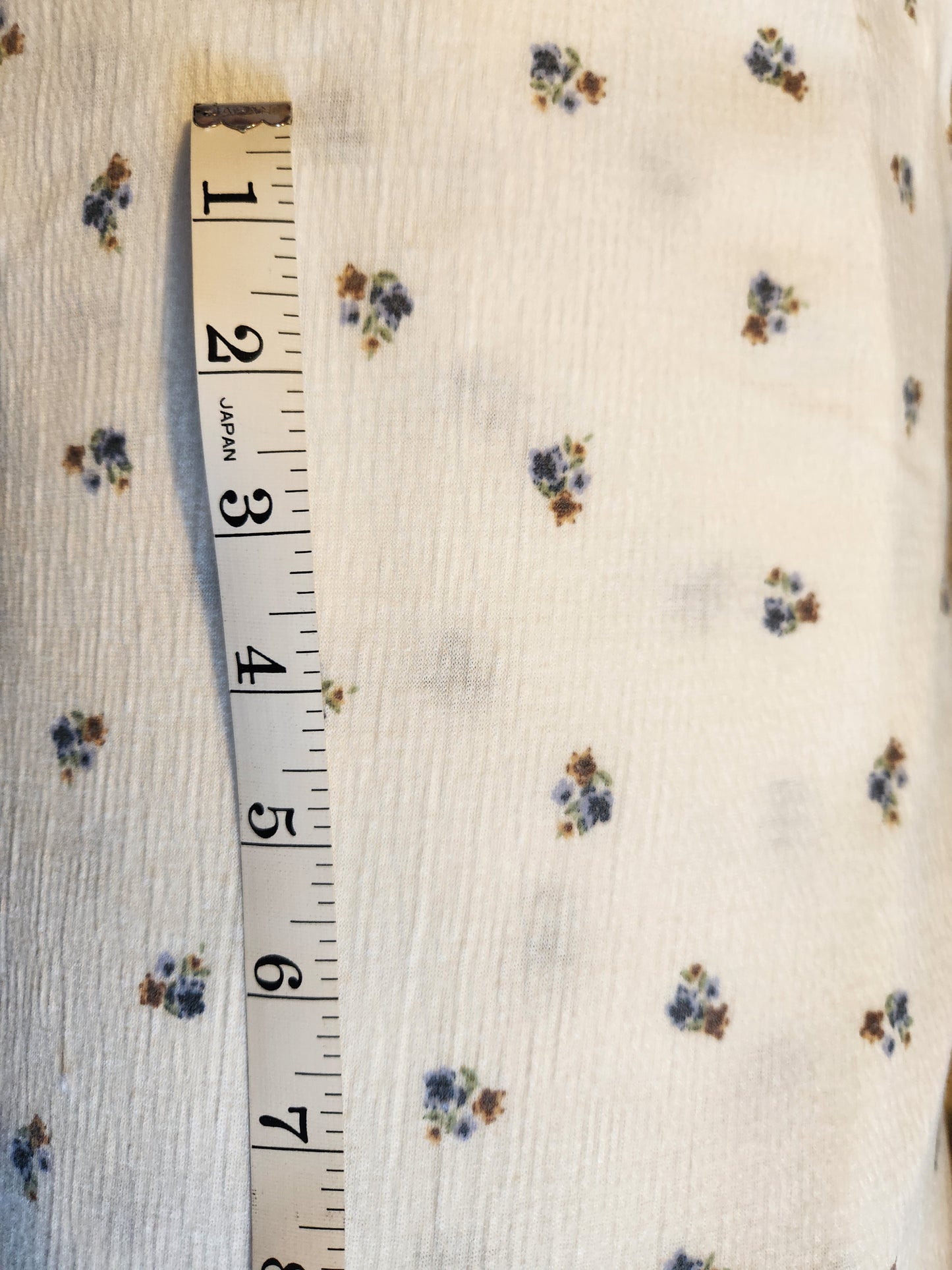 White Ditsy Floral Poly Cotton Gauze Knit