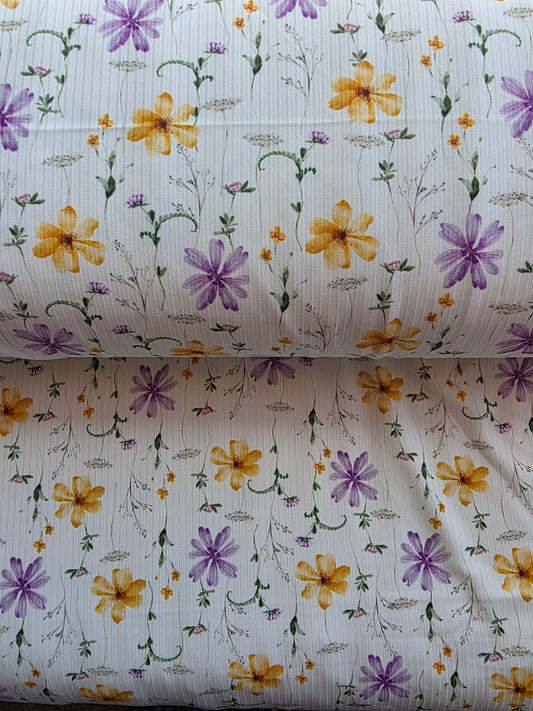 Purple & Yellow Spring Floral Reign Rib Knit