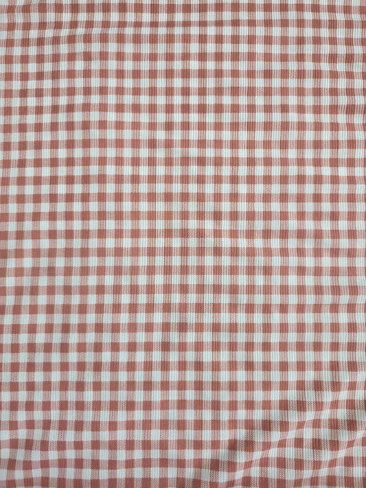 Dusty Rose Gingham Yummy Rib Knit