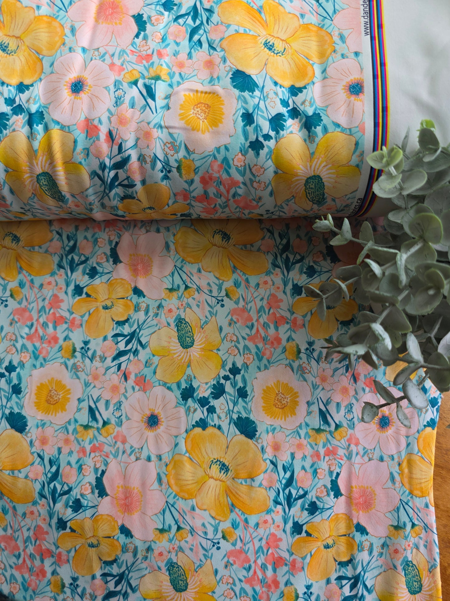 Mint & Yellow Summer Floral Eureka Jersey Knit