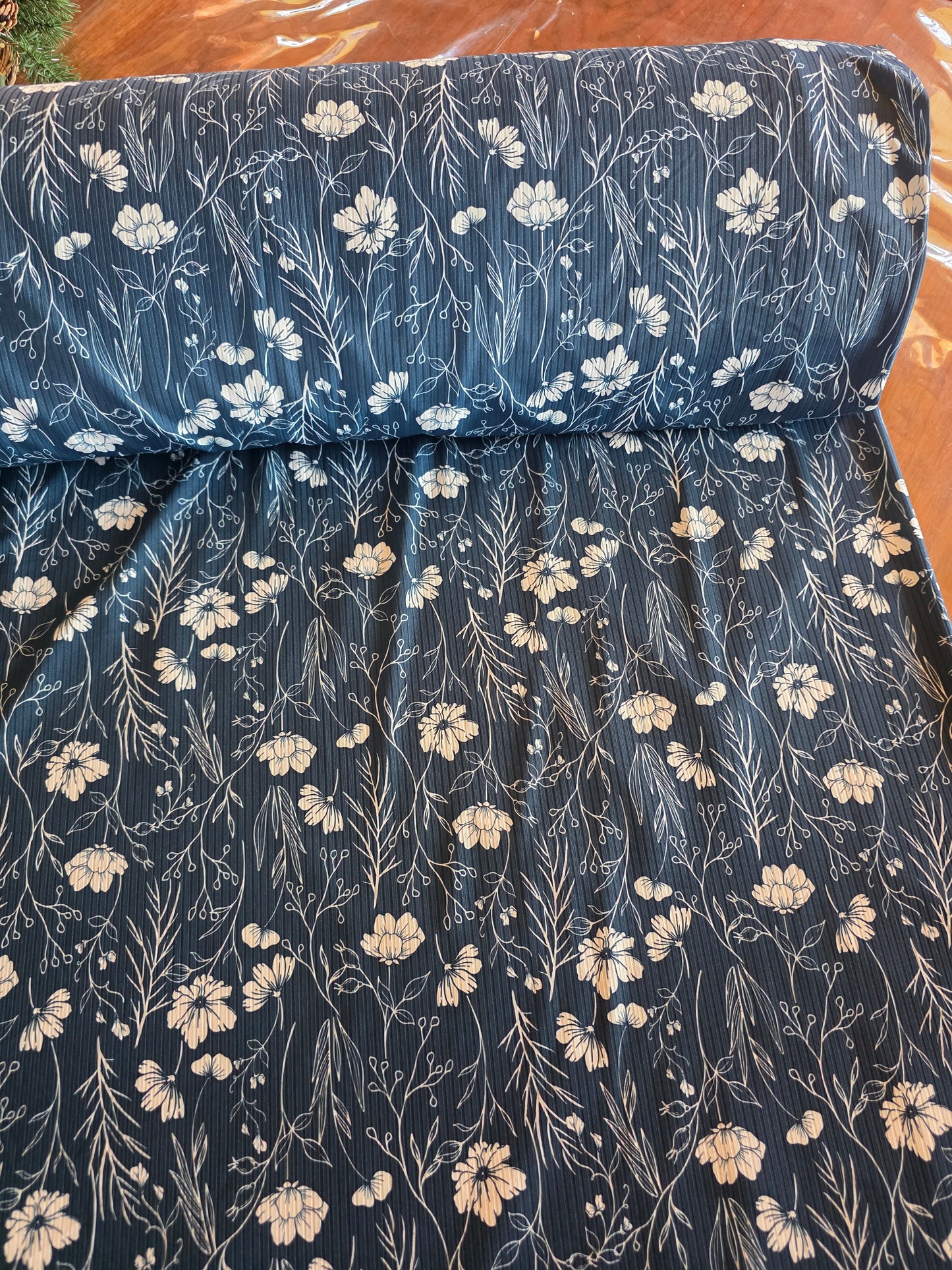 Blue Spruce Subtle Petals Reign Rib Knit