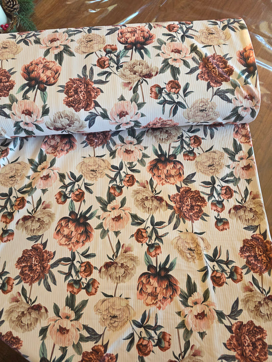 Vintage Peonies Reign Rib Knit