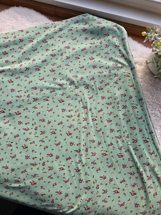 Mint Ditsy Floral Yummy Rib Knit