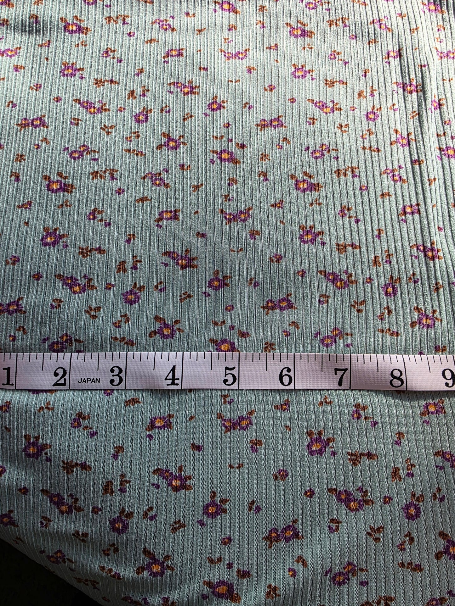 Mint Ditsy Floral Yummy Rib Knit | Sold By The Half Yard