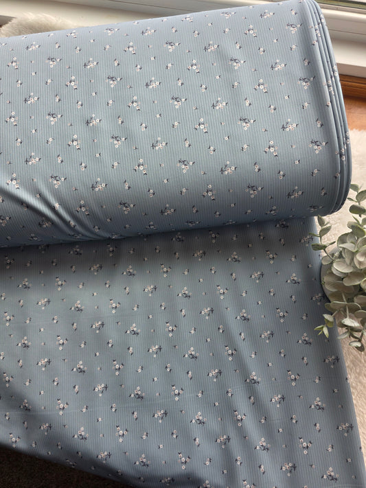 Teal Tiny Floral Mini Rib Knit