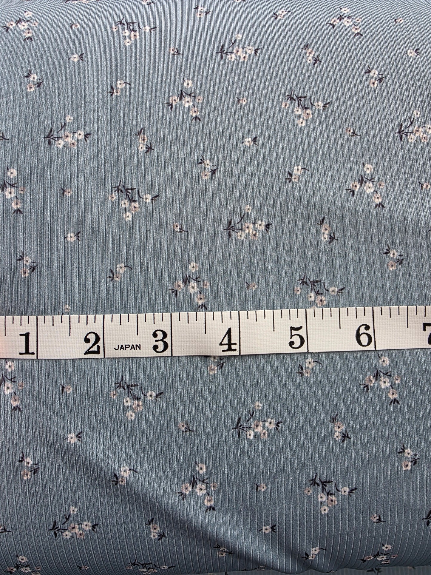 Teal Tiny Floral Mini Rib Knit