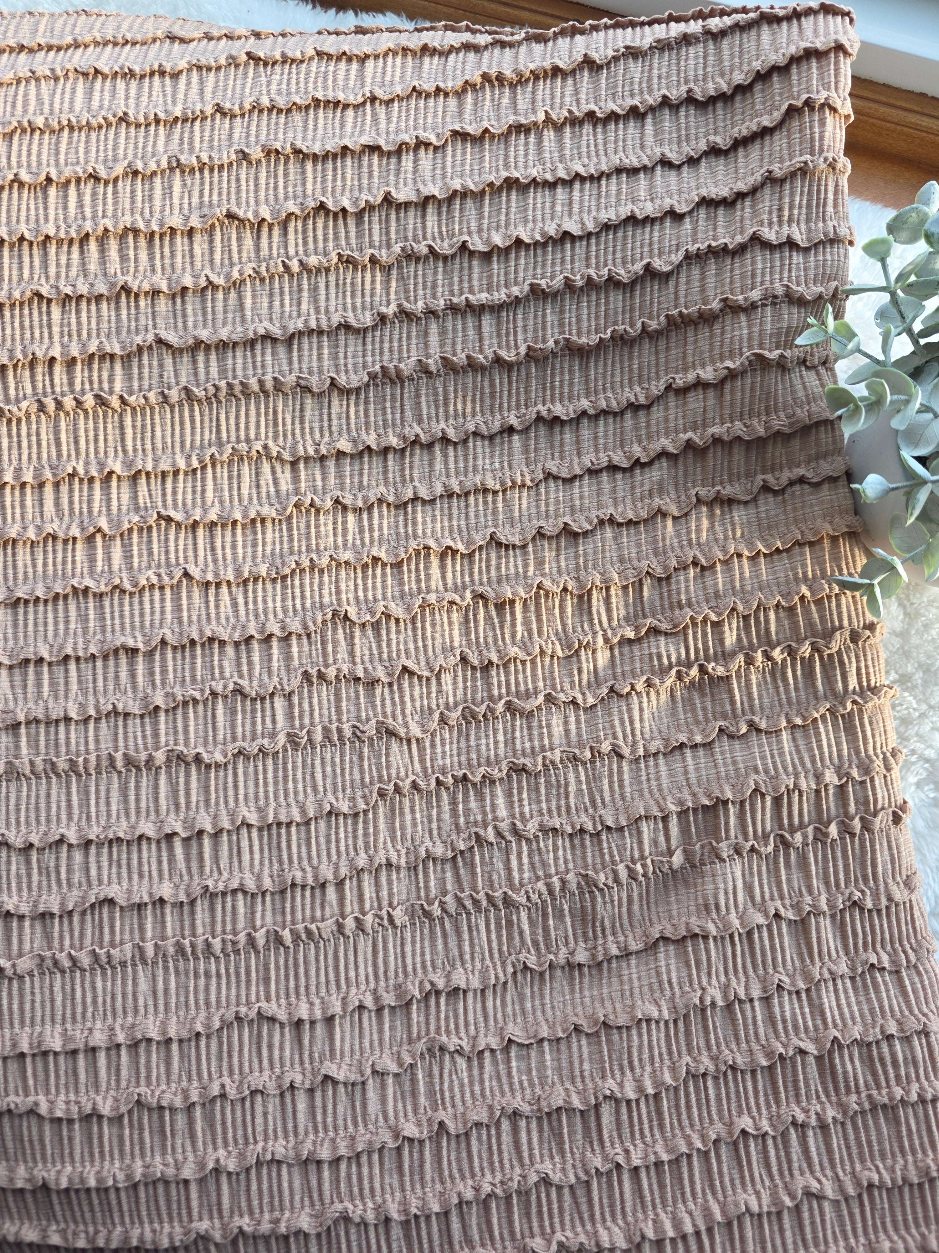Mocha Ruffled Knit | Sold By The Half Yard – The Fabric Collective