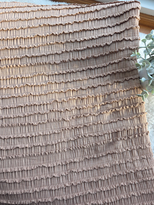 Mocha Ruffled Knit | Sold By The Half Yard