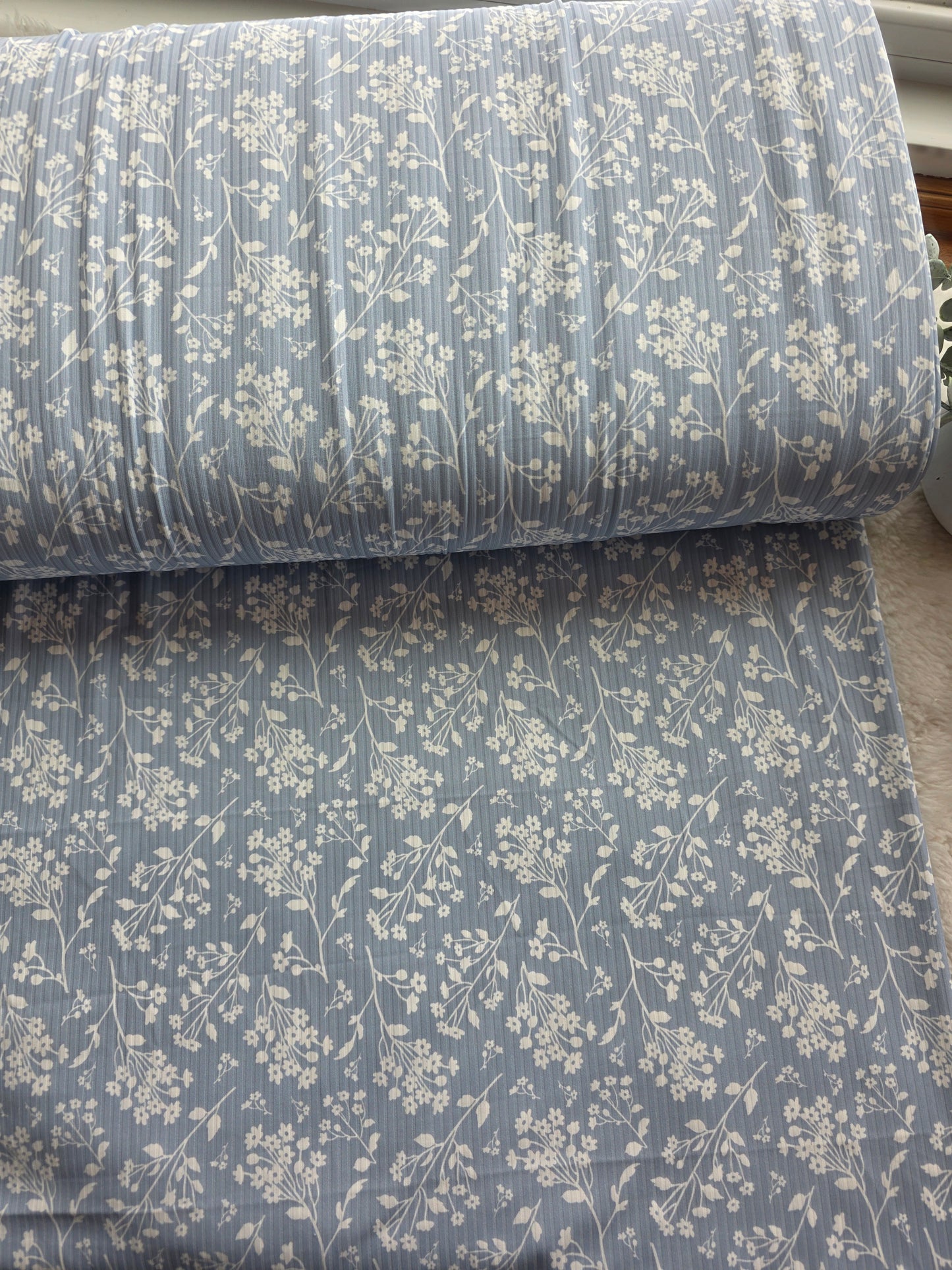 Powder Blue Delicate Whisper Floral Reign Rib Knit