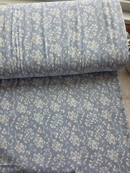 Powder Blue Delicate Whisper Floral Reign Rib Knit