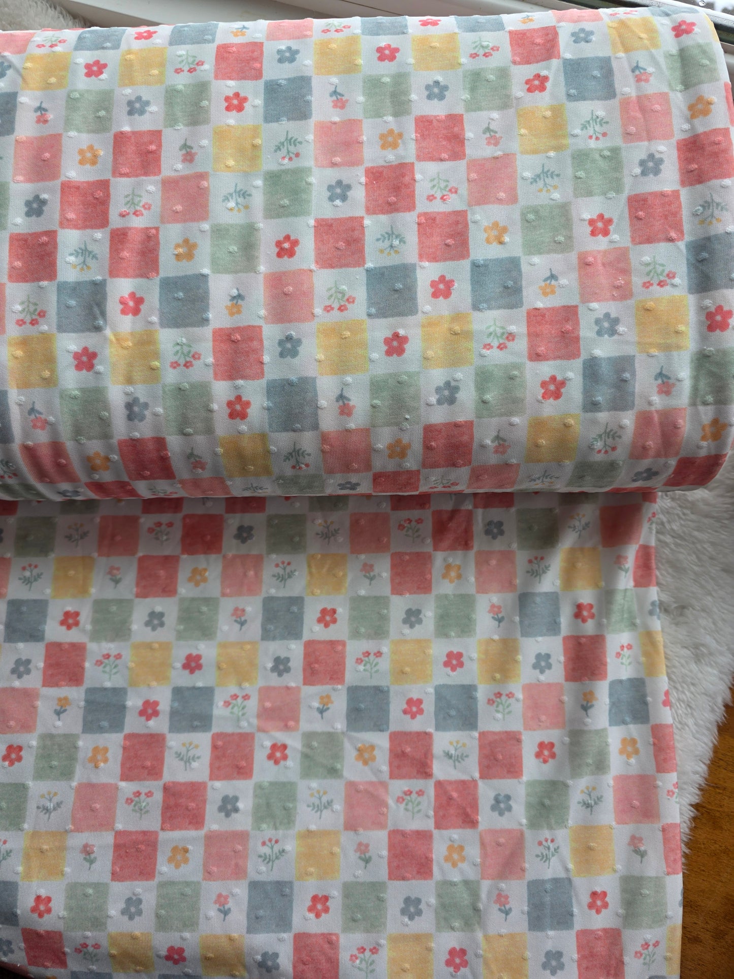 Pastel Painted Patchwork Swiss Dot Knit