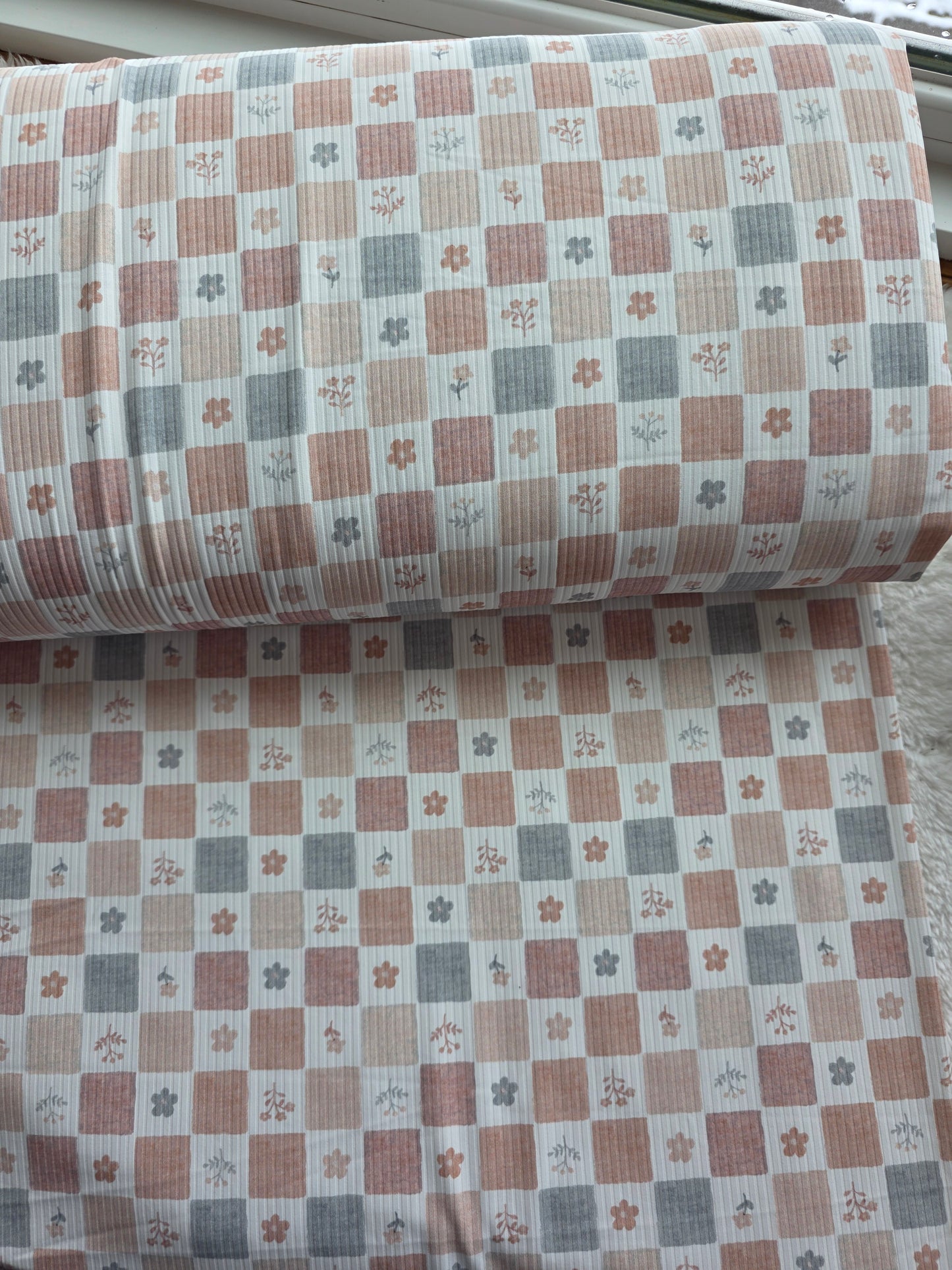 Neutral Painted Patchwork Reign Rib Knit