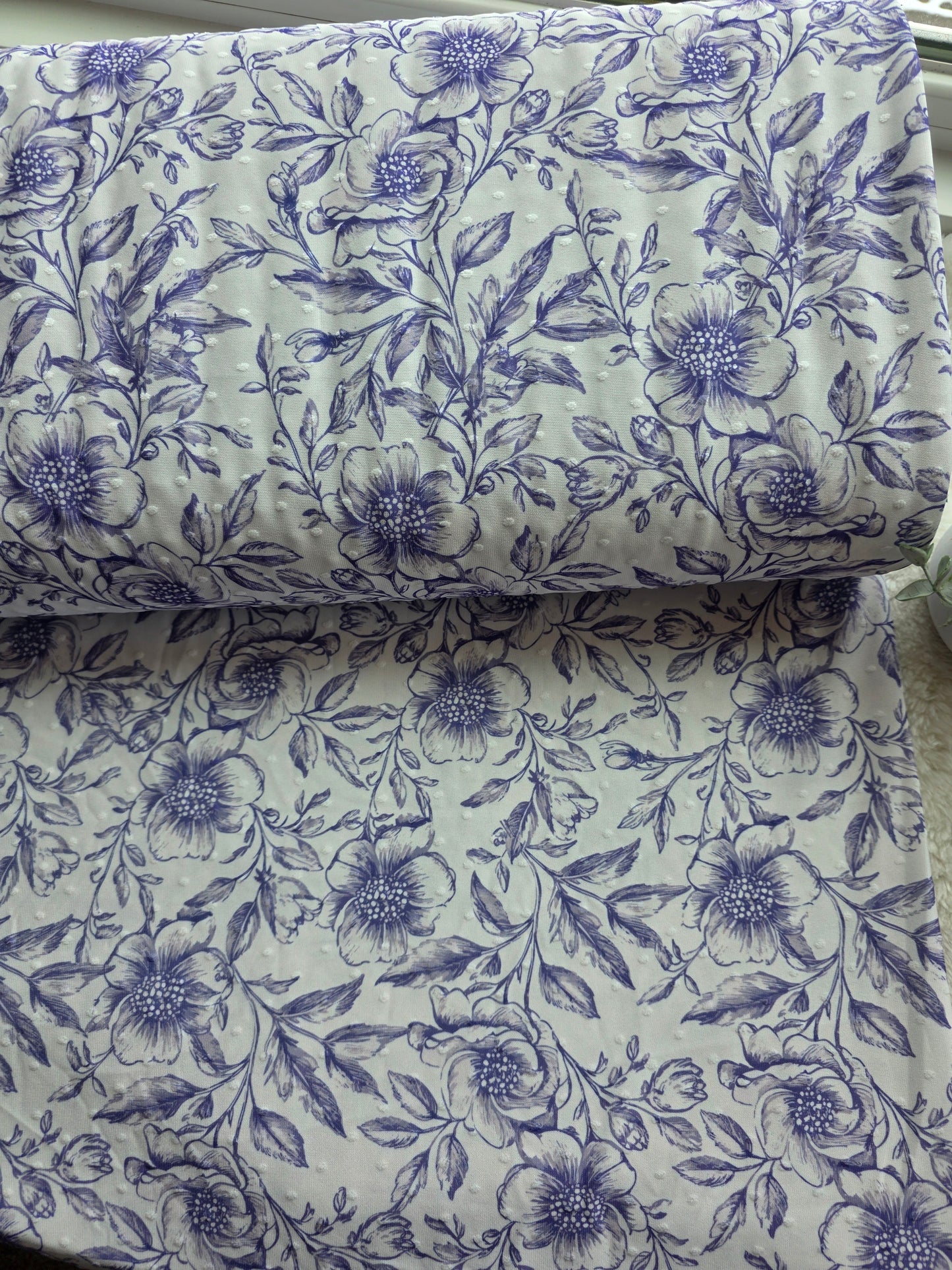 Blue Timeless Toile Swiss Dot Knit