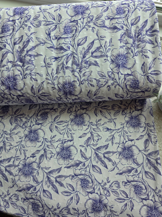 Blue Timeless Toile Swiss Dot Knit