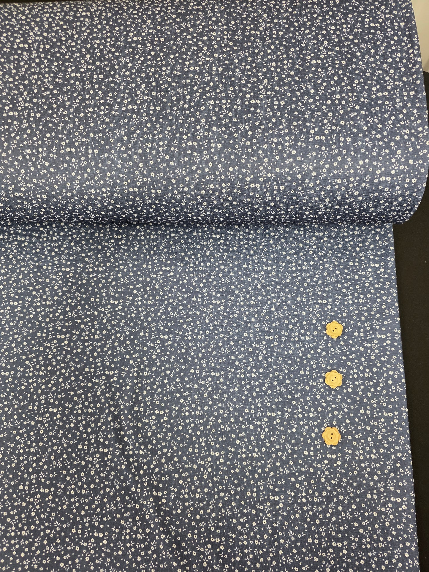 Denim Tiny Floral Eggshell Knit | Sold By The Half Yard