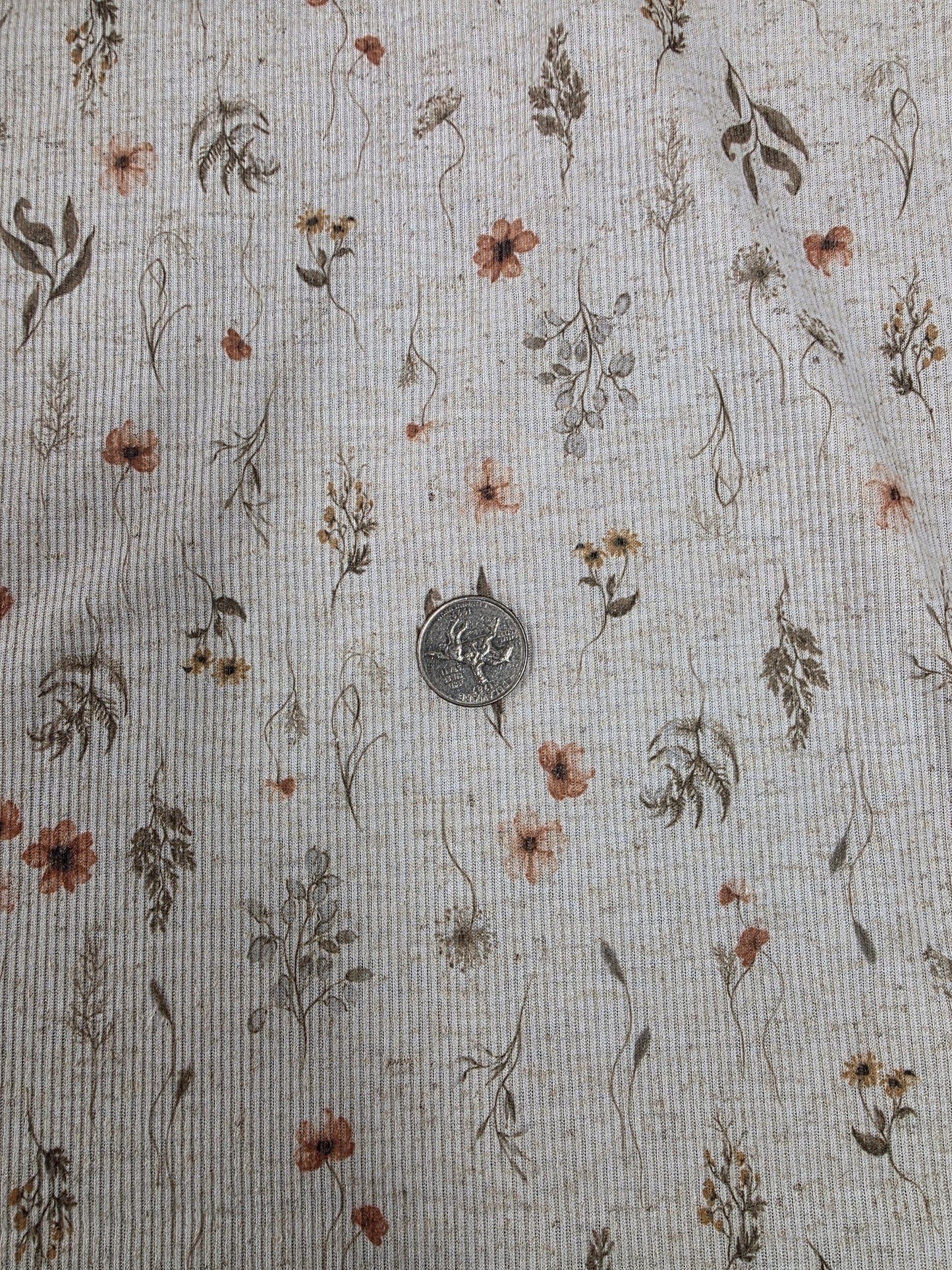 Sage Wildflower Linen Rib Knit | Sold By The Half Yard