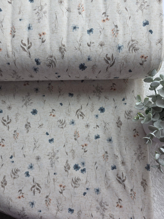 Teal Wildflower Linen Rib Knit